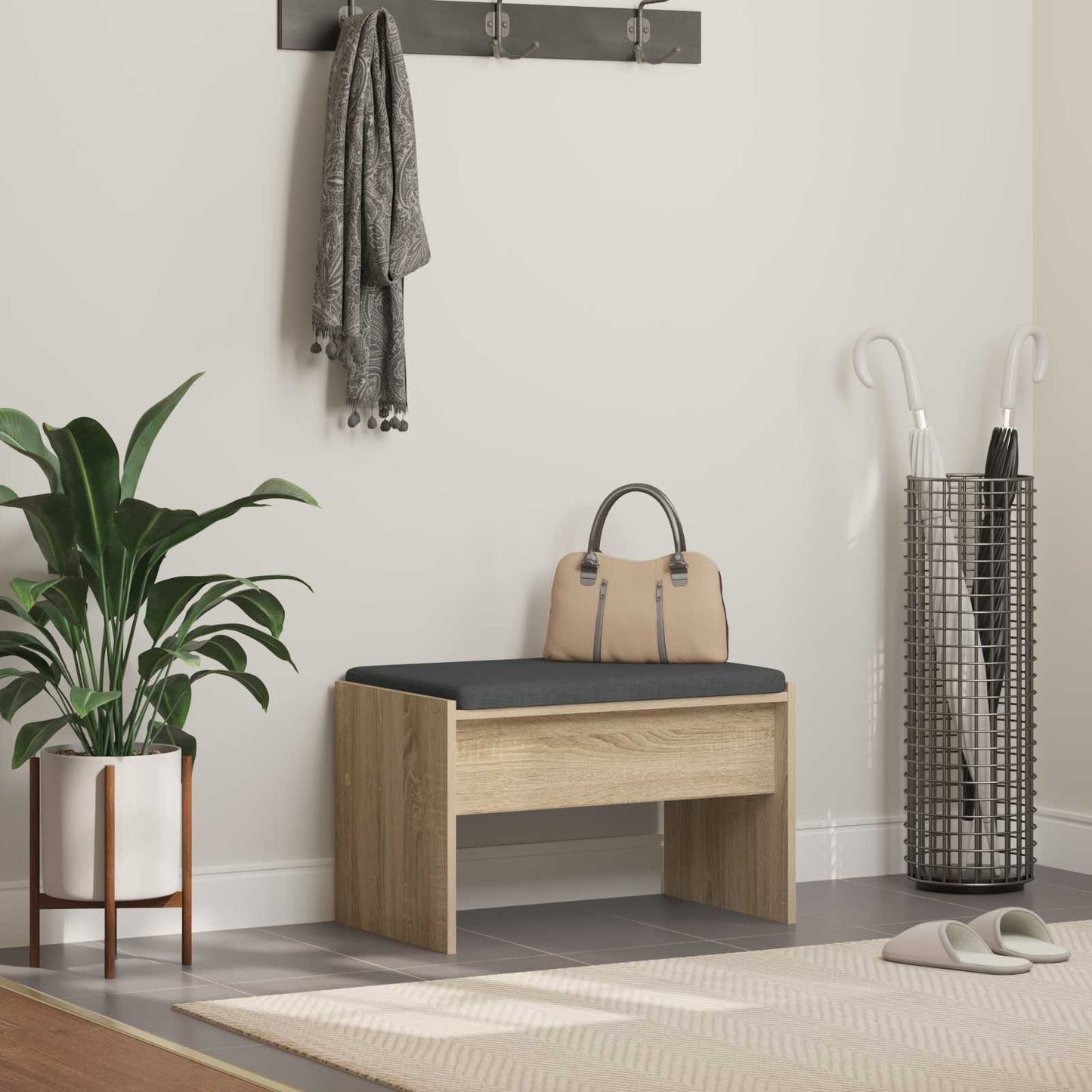 Halbank met kussen Sonoma Eiken 63 x 38 x 40 cm is nu te koop bij PeponiXL, paradijselijk wonen!