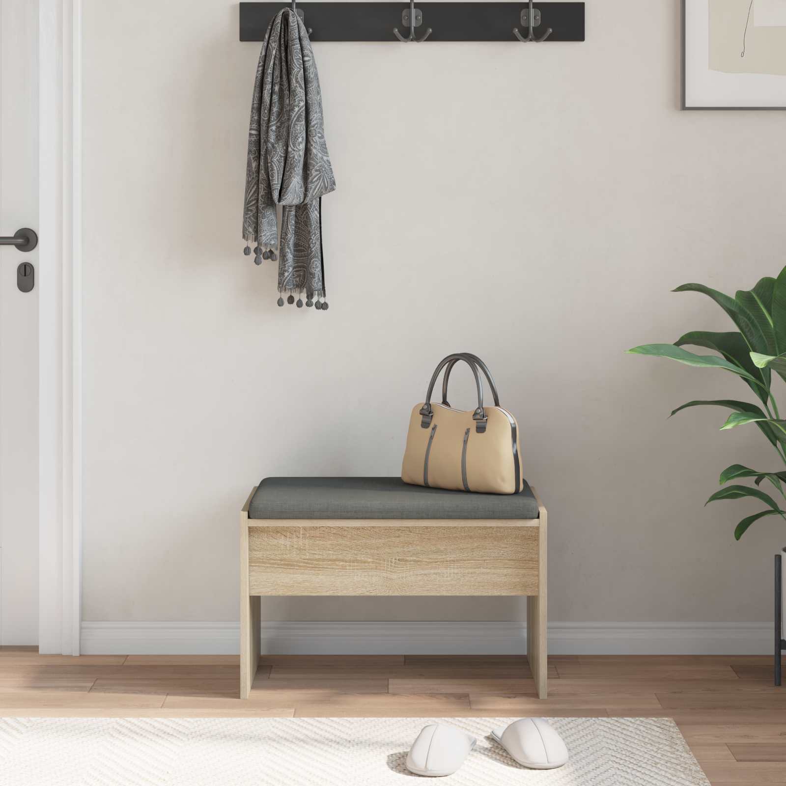 Halbank met kussen Sonoma Eiken 63 x 38 x 40 cm is nu te koop bij PeponiXL, paradijselijk wonen!