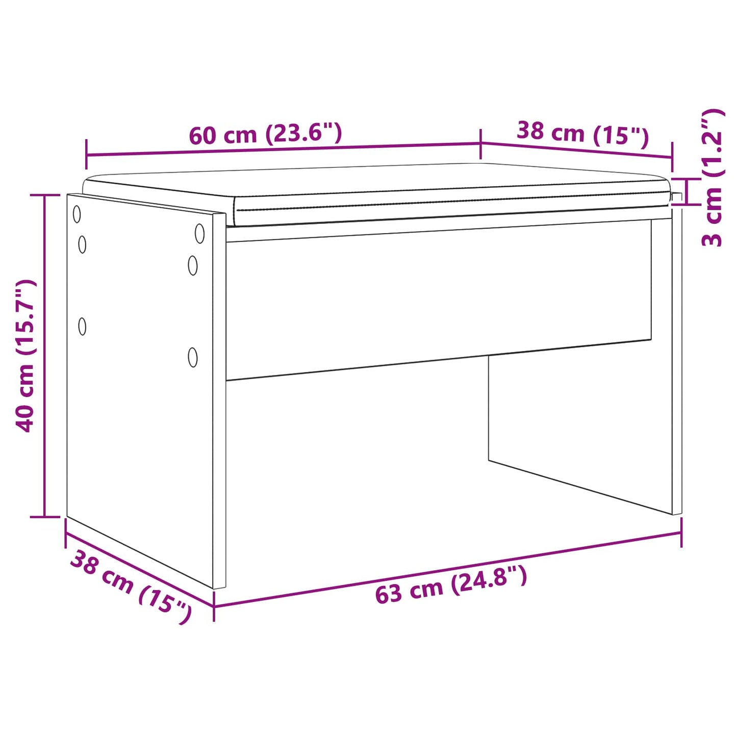 Halbank met kussen Sonoma Eiken 63 x 38 x 40 cm is nu te koop bij PeponiXL, paradijselijk wonen!