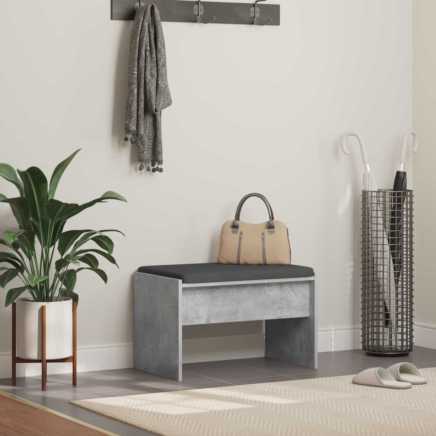 Halbank met kussen Beton Grijs 63 x 38 x 40 cm is nu te koop bij PeponiXL, paradijselijk wonen!