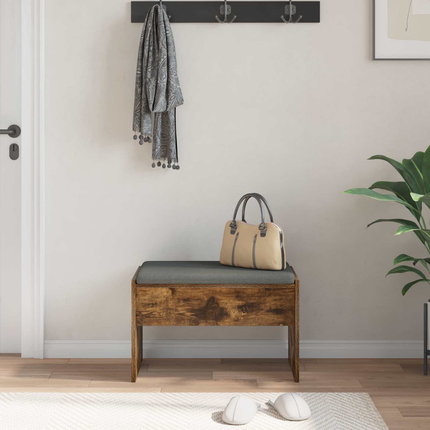 Halbank met kussen Gerookt eiken 63 x 38 x 40 cm is nu te koop bij PeponiXL, paradijselijk wonen!