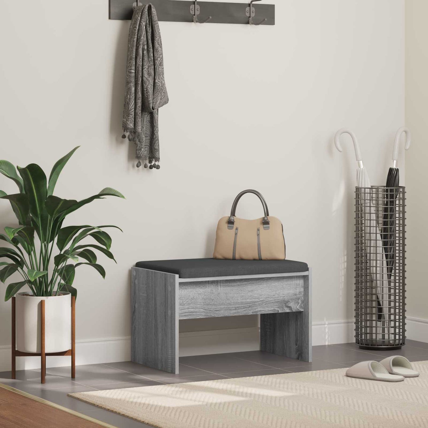 Halbank met kussen Grijs Sonoma 63 x 38 x 40 cm is nu te koop bij PeponiXL, paradijselijk wonen!