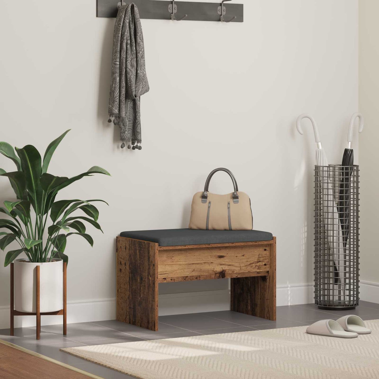 Halbank met kussen Oudhout 63 x 38 x 40 cm is nu te koop bij PeponiXL, paradijselijk wonen!