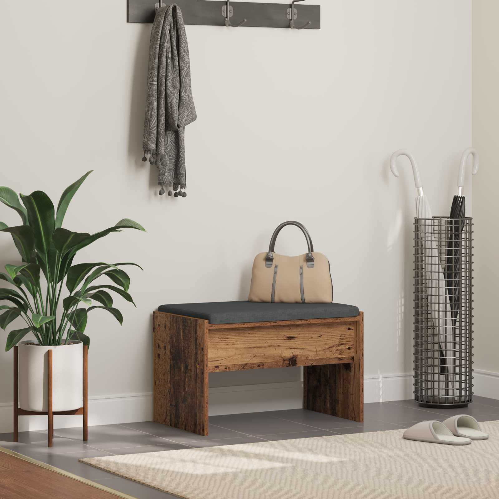 Halbank met kussen Oudhout 63 x 38 x 40 cm is nu te koop bij PeponiXL, paradijselijk wonen!