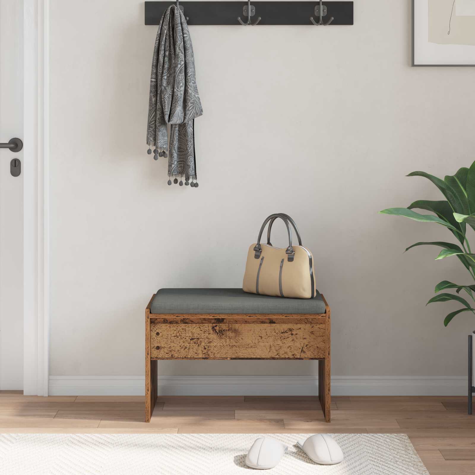 Halbank met kussen Oudhout 63 x 38 x 40 cm is nu te koop bij PeponiXL, paradijselijk wonen!
