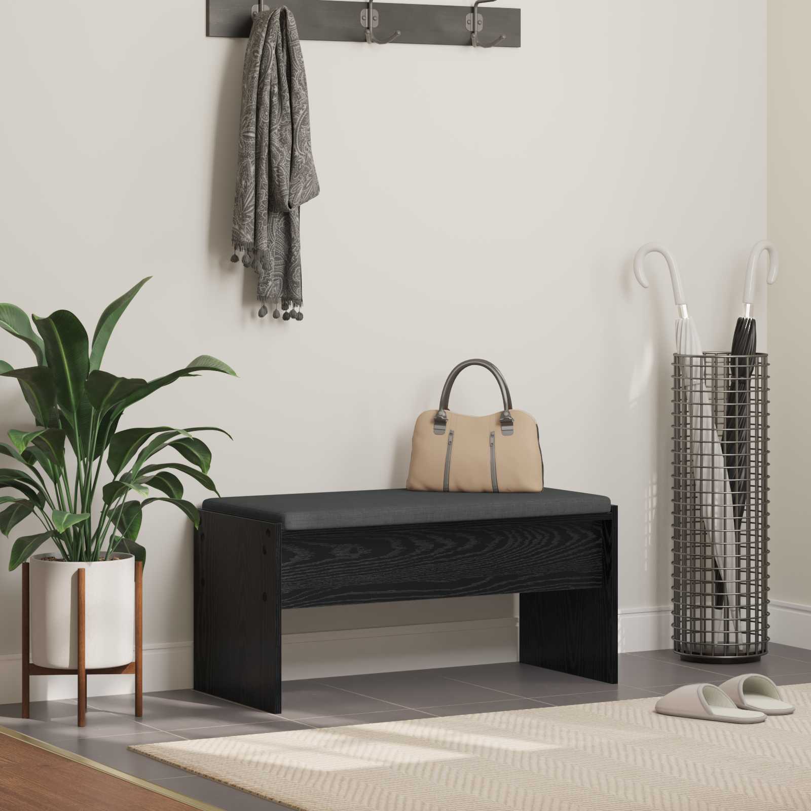 Halbank met kussen Zwart Eiken 83 x 38 x 40 cm is nu te koop bij PeponiXL, paradijselijk wonen!