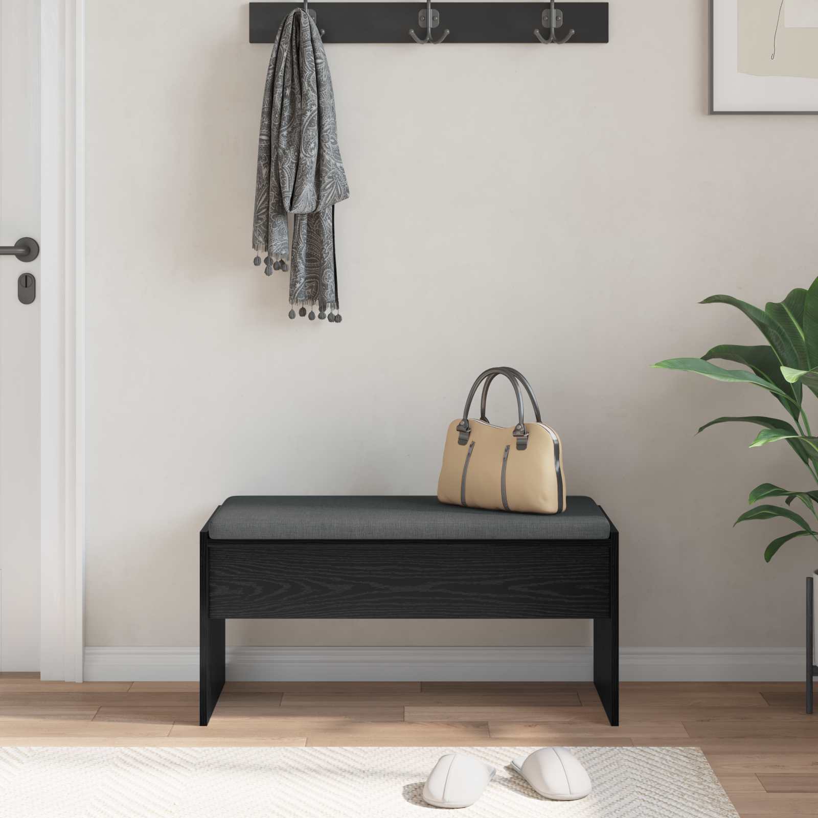 Halbank met kussen Zwart Eiken 83 x 38 x 40 cm is nu te koop bij PeponiXL, paradijselijk wonen!