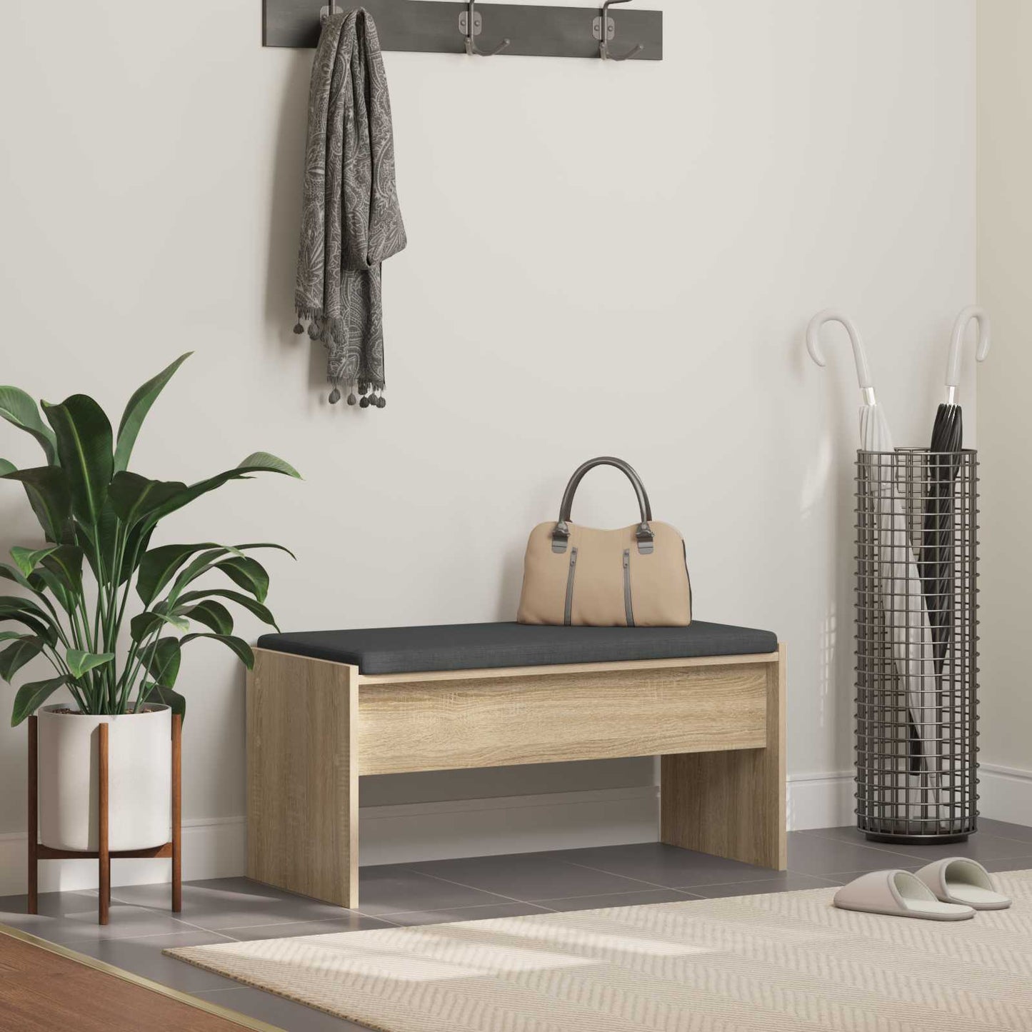 Halbank met kussen Sonoma Eiken 83 x 38 x 40 cm is nu te koop bij PeponiXL, paradijselijk wonen!