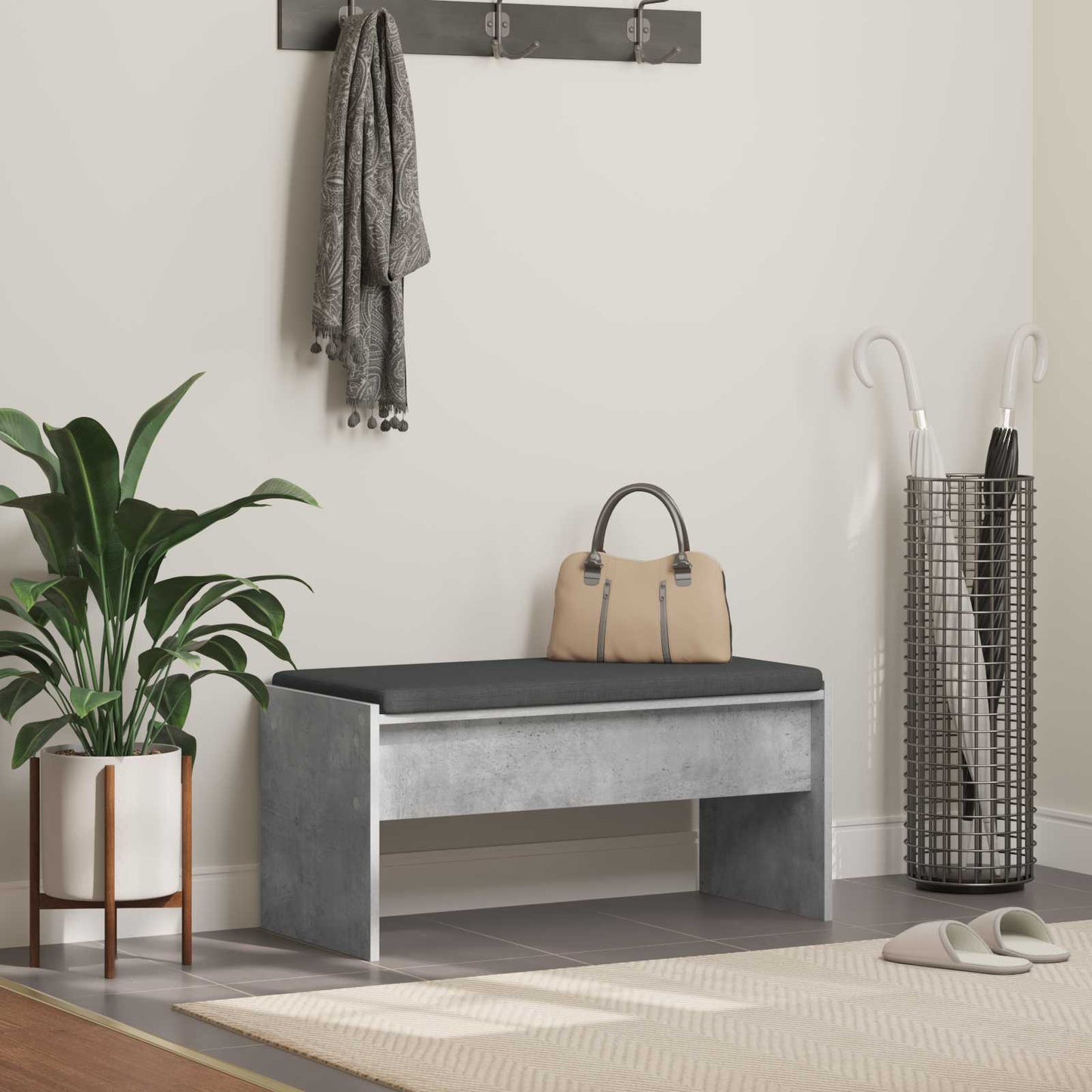 Halbank met kussen Beton Grijs 83 x 38 x 40 cm is nu te koop bij PeponiXL, paradijselijk wonen!