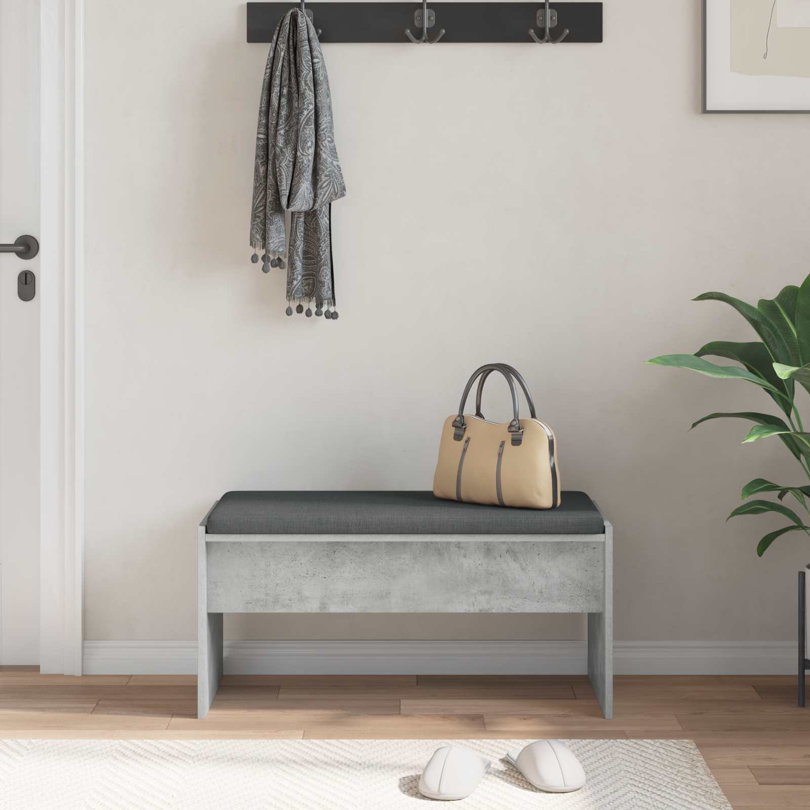 Halbank met kussen Beton Grijs 83 x 38 x 40 cm is nu te koop bij PeponiXL, paradijselijk wonen!