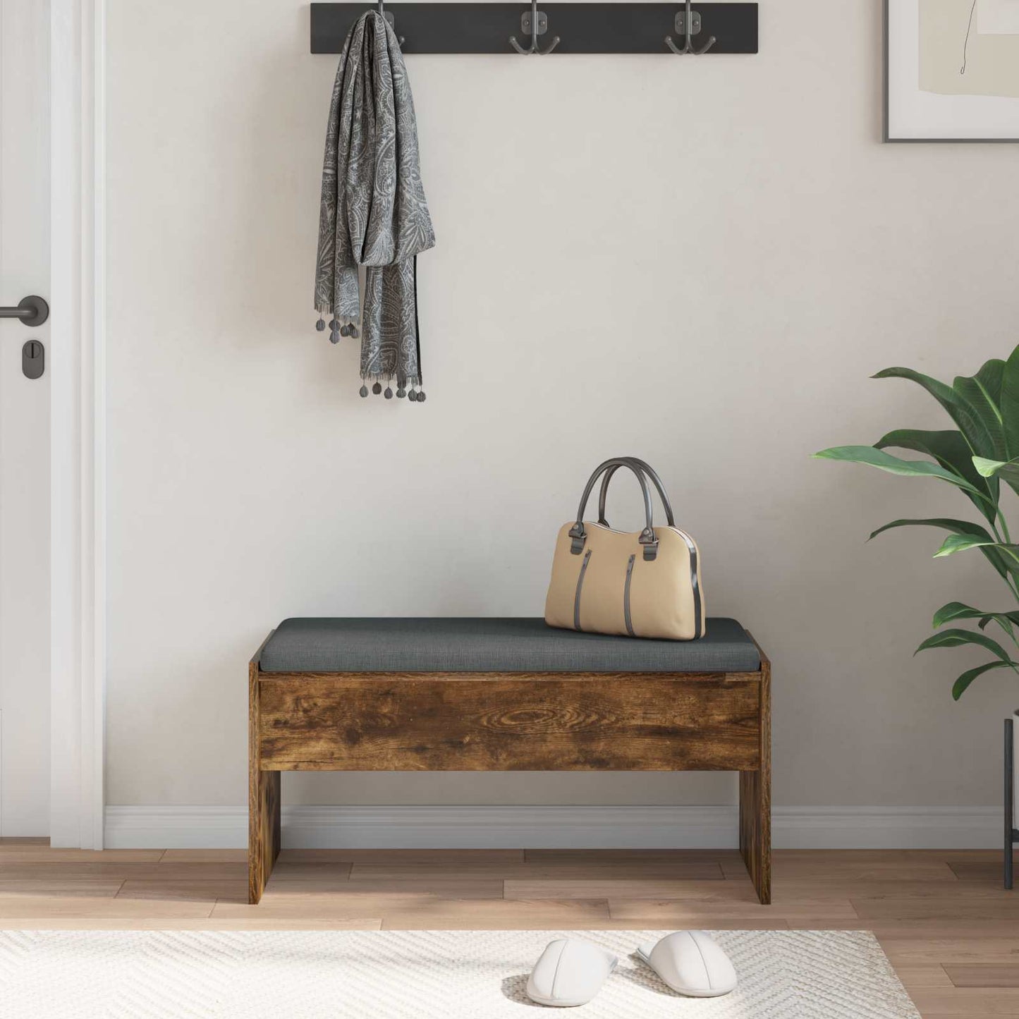 Halbank met kussen Gerookt eiken 83 x 38 x 40 cm is nu te koop bij PeponiXL, paradijselijk wonen!