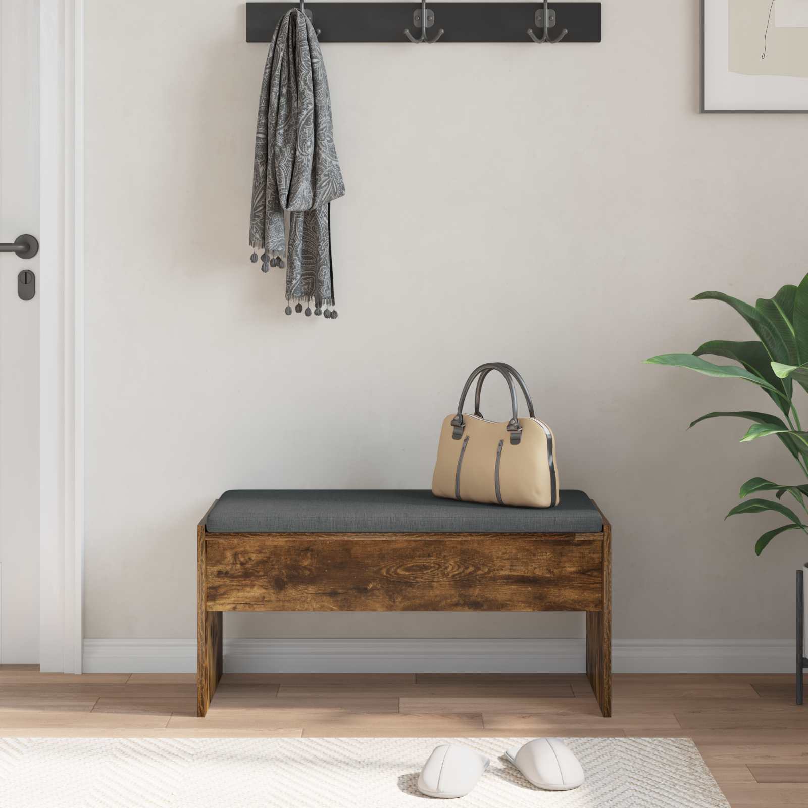Halbank met kussen Gerookt eiken 83 x 38 x 40 cm is nu te koop bij PeponiXL, paradijselijk wonen!