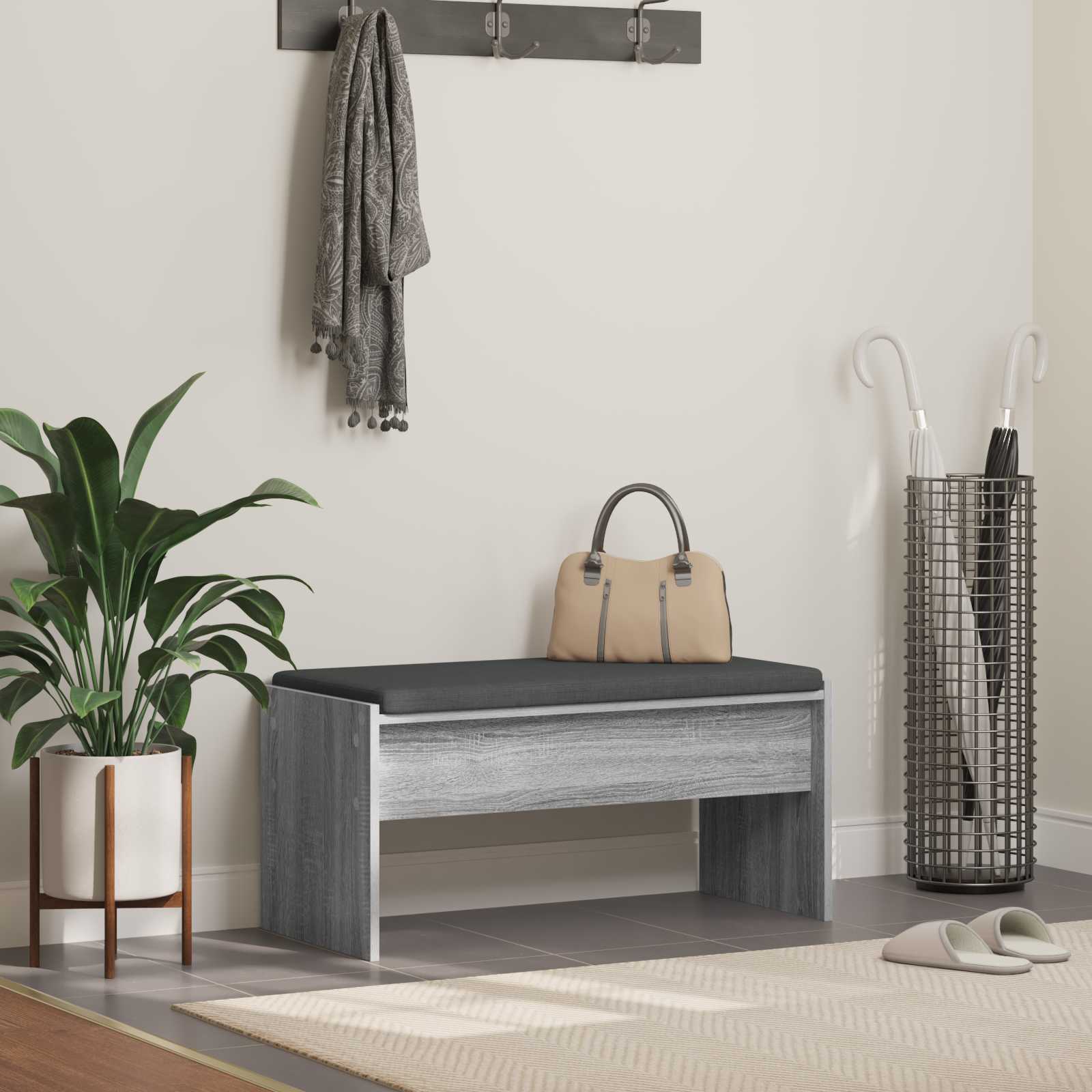 Halbank met kussen Grijs Sonoma 83 x 38 x 40 cm is nu te koop bij PeponiXL, paradijselijk wonen!