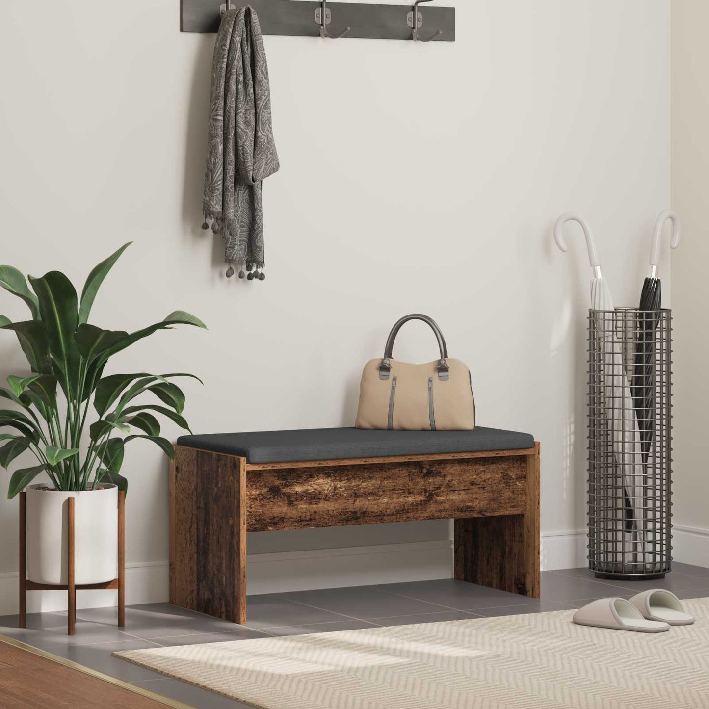 Halbank met kussen Oudhout 83 x 38 x 40 cm is nu te koop bij PeponiXL, paradijselijk wonen!