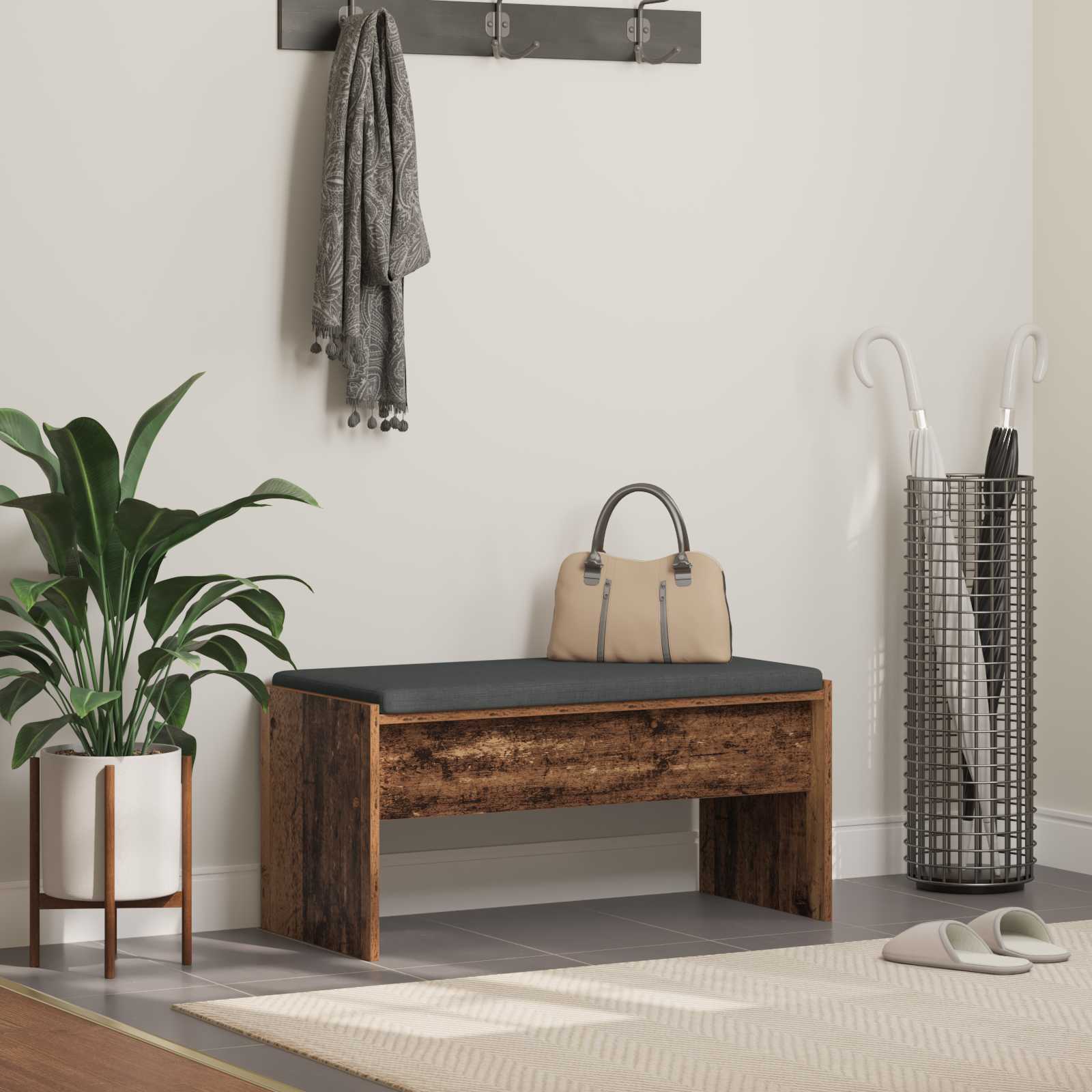 Halbank met kussen Oudhout 83 x 38 x 40 cm is nu te koop bij PeponiXL, paradijselijk wonen!