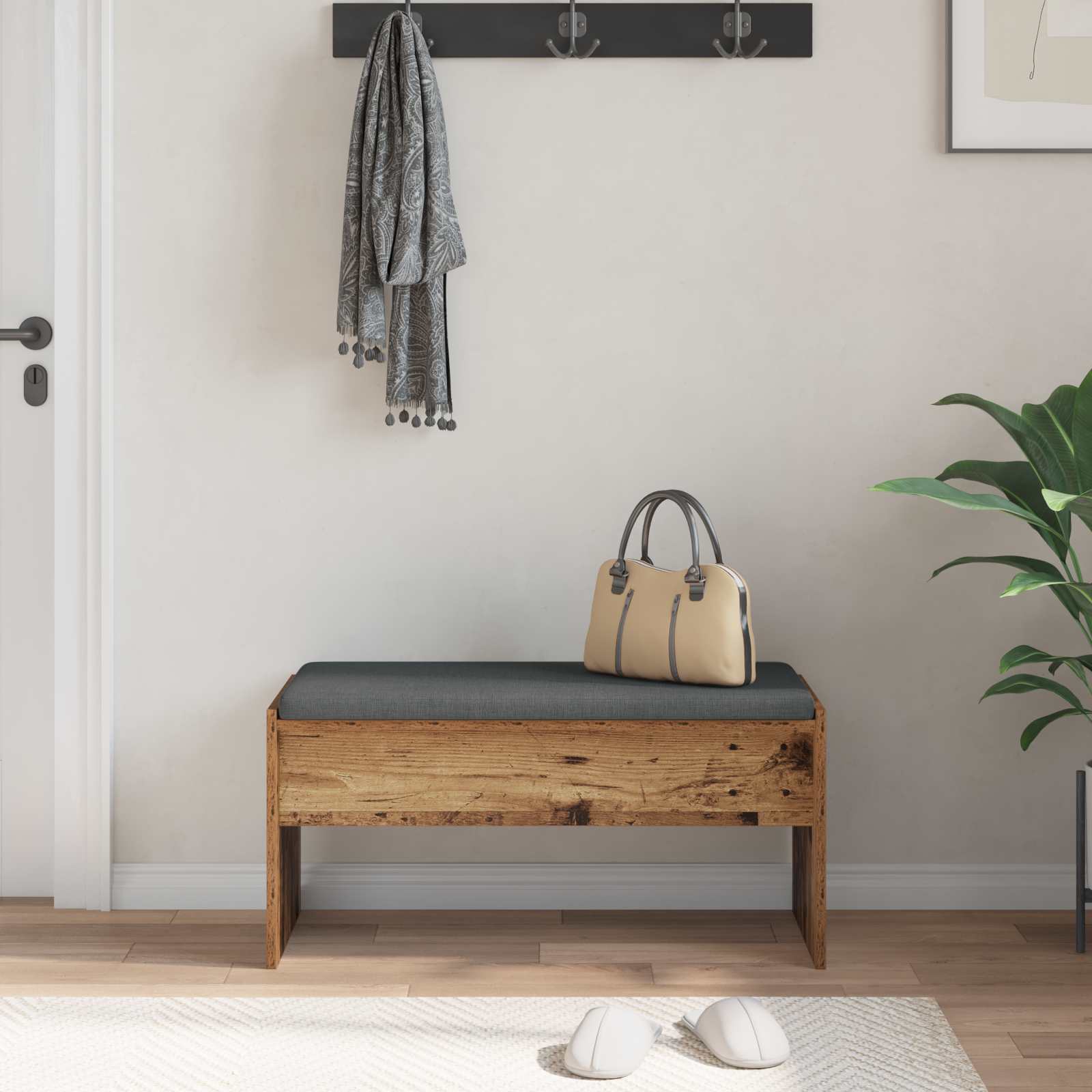 Halbank met kussen Oudhout 83 x 38 x 40 cm is nu te koop bij PeponiXL, paradijselijk wonen!