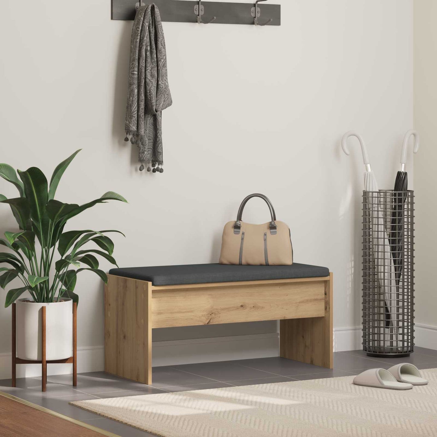 Halbank met kussen Artisan Eiken 83 x 38 x 40 cm is nu te koop bij PeponiXL, paradijselijk wonen!