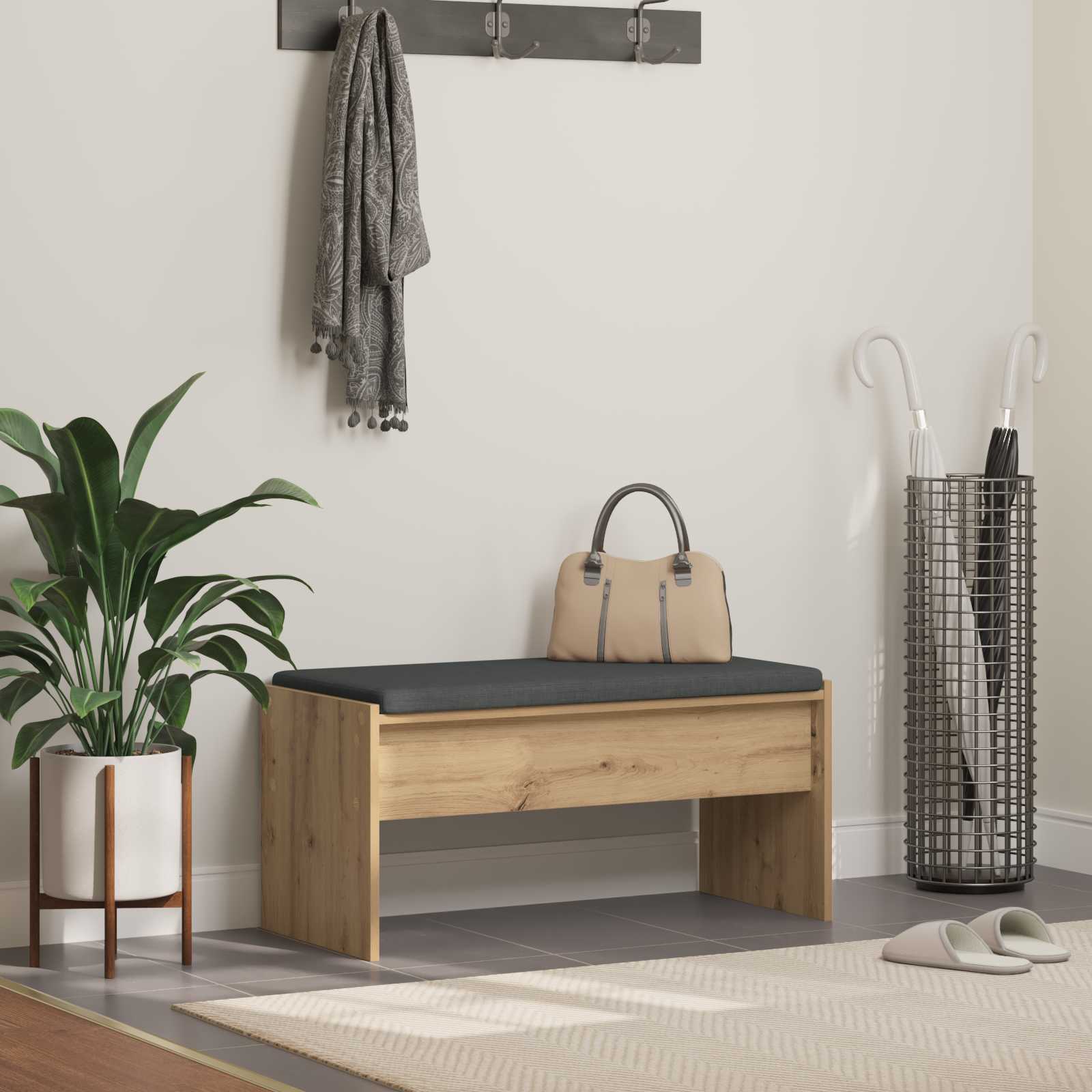 Halbank met kussen Artisan Eiken 83 x 38 x 40 cm is nu te koop bij PeponiXL, paradijselijk wonen!
