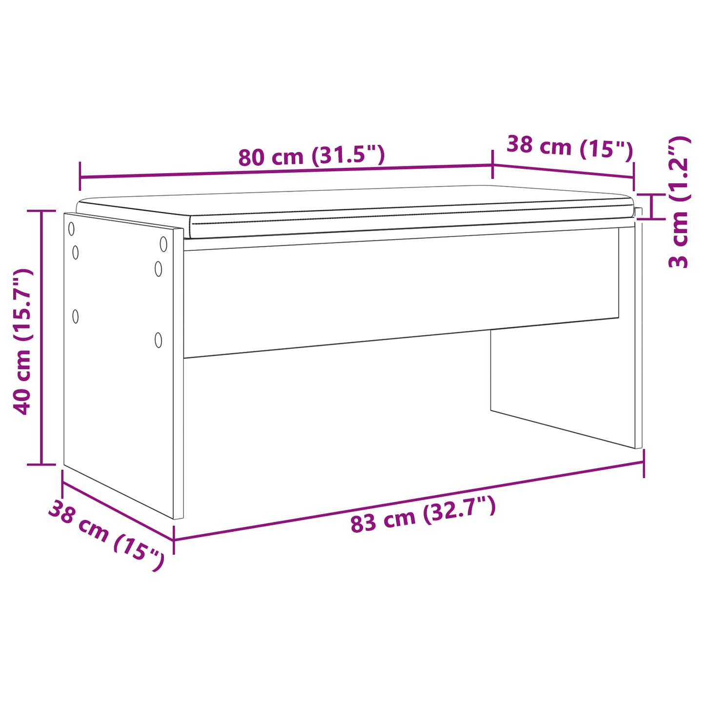 Halbank met kussen Artisan Eiken 83 x 38 x 40 cm is nu te koop bij PeponiXL, paradijselijk wonen!