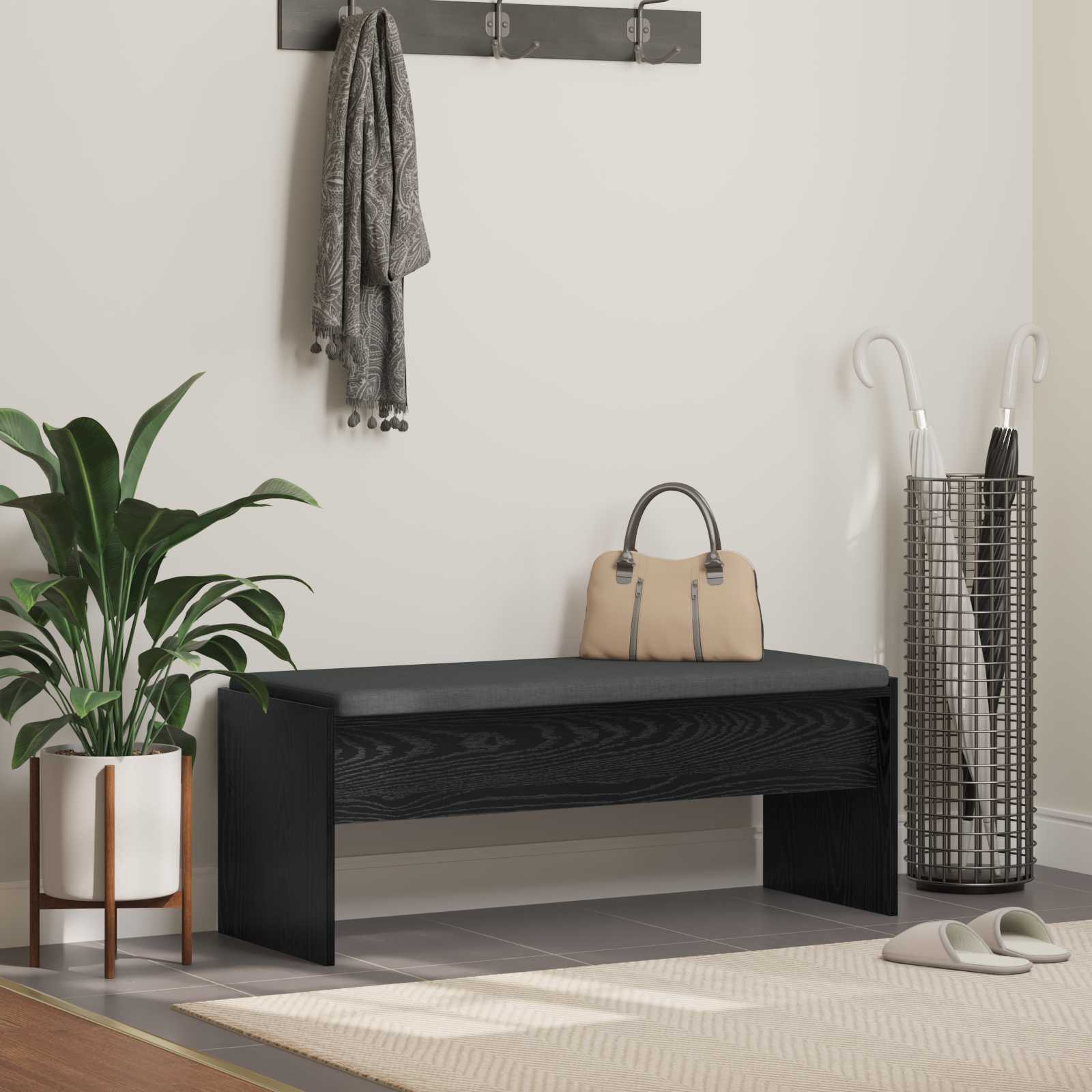 Halbank met kussen Zwart Eiken 103 x 38 x 40 cm is nu te koop bij PeponiXL, paradijselijk wonen!