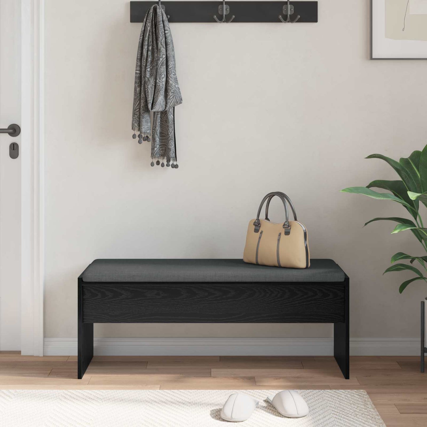 Halbank met kussen Zwart Eiken 103 x 38 x 40 cm is nu te koop bij PeponiXL, paradijselijk wonen!