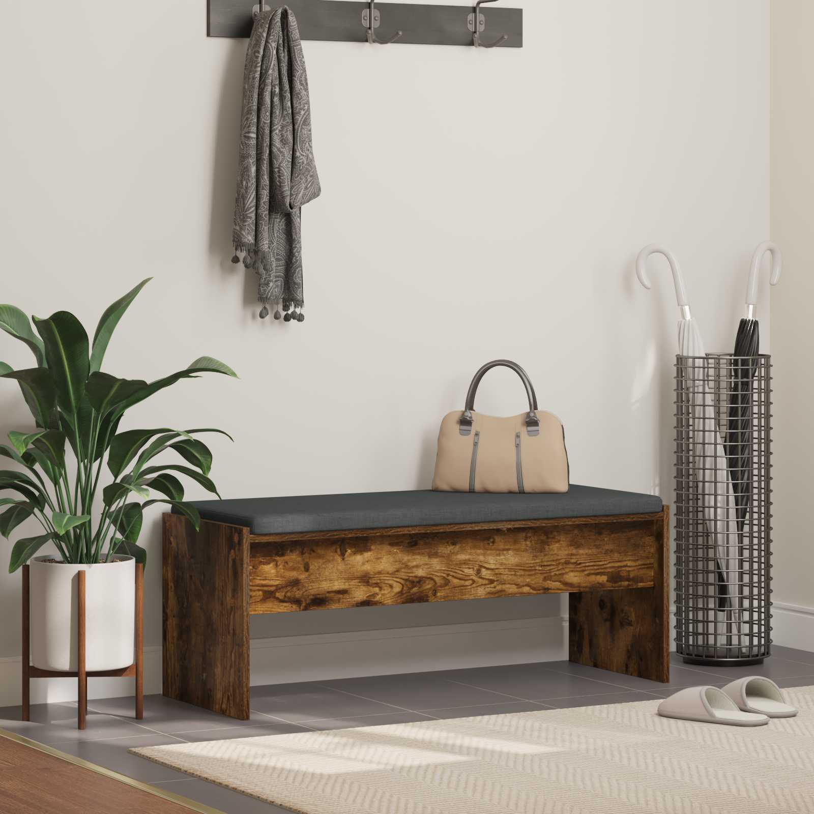Halbank met kussen Gerookt eiken 103 x 38 x 40 cm is nu te koop bij PeponiXL, paradijselijk wonen!