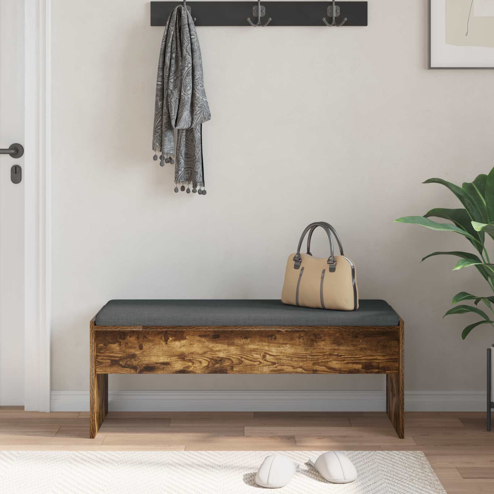 Halbank met kussen Gerookt eiken 103 x 38 x 40 cm is nu te koop bij PeponiXL, paradijselijk wonen!
