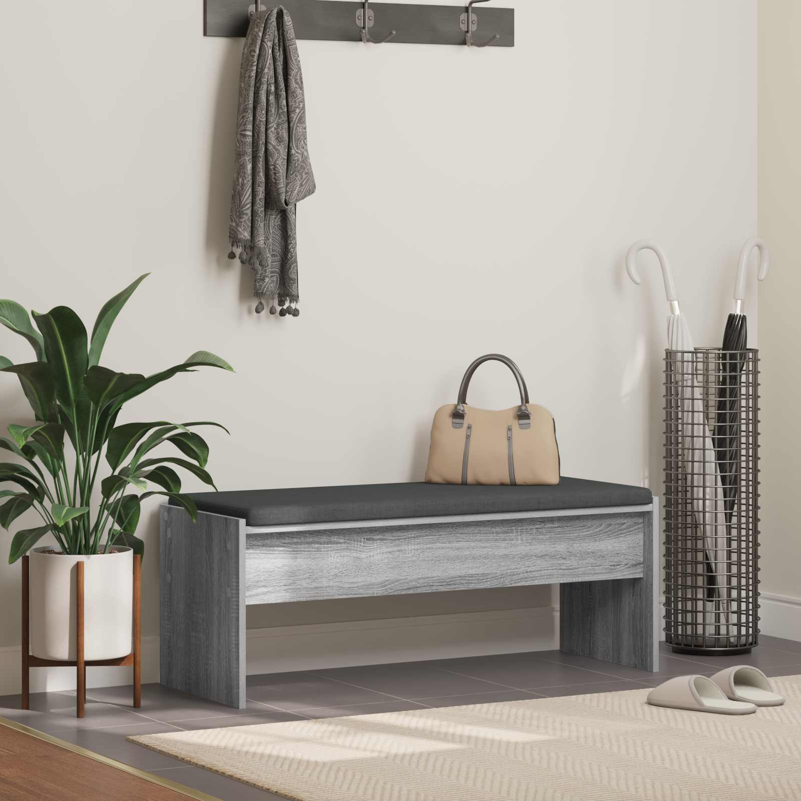 Halbank met kussen Grijs Sonoma 103 x 38 x 40 cm is nu te koop bij PeponiXL, paradijselijk wonen!