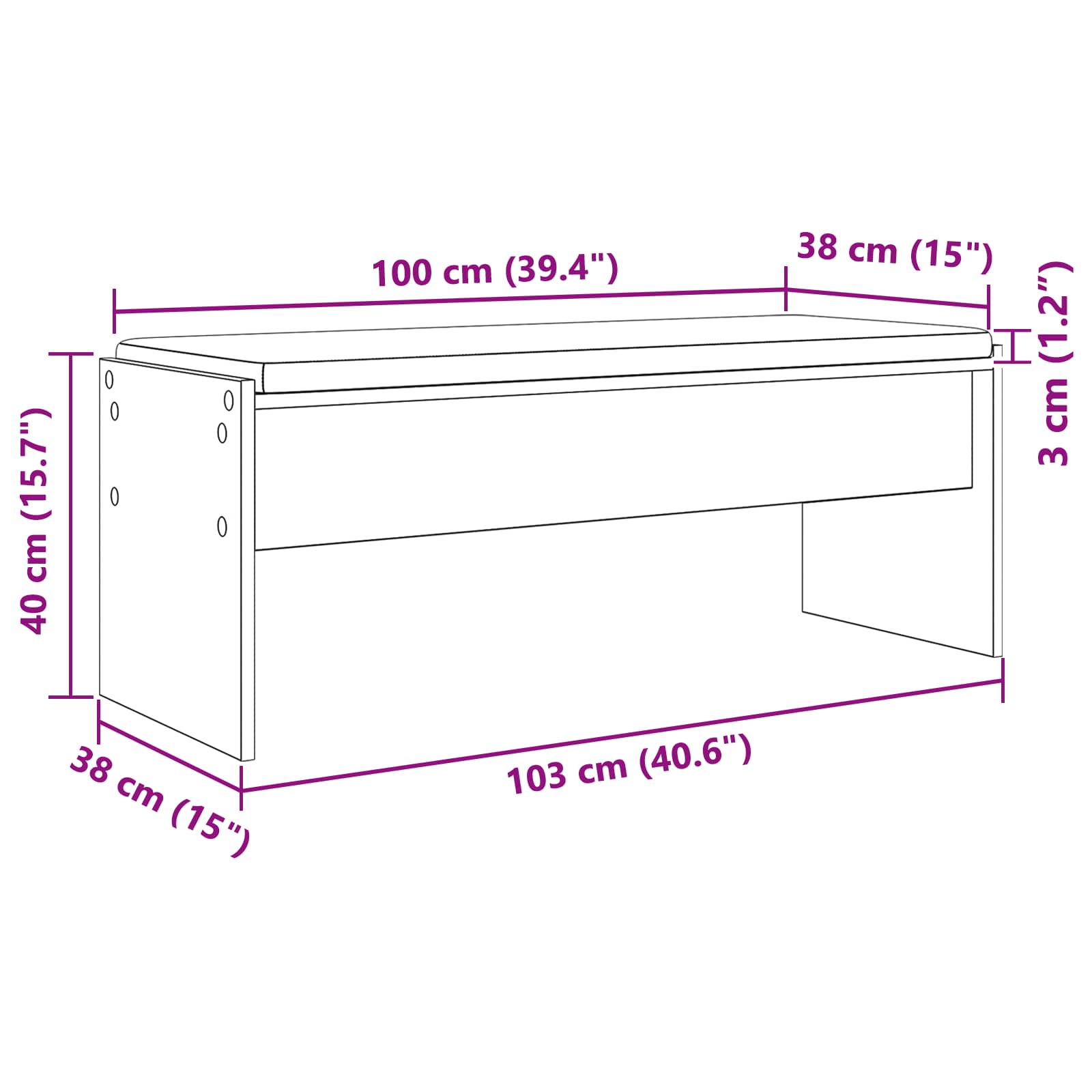Halbank met kussen Oudhout 103 x 38 x 40 cm is nu te koop bij PeponiXL, paradijselijk wonen!