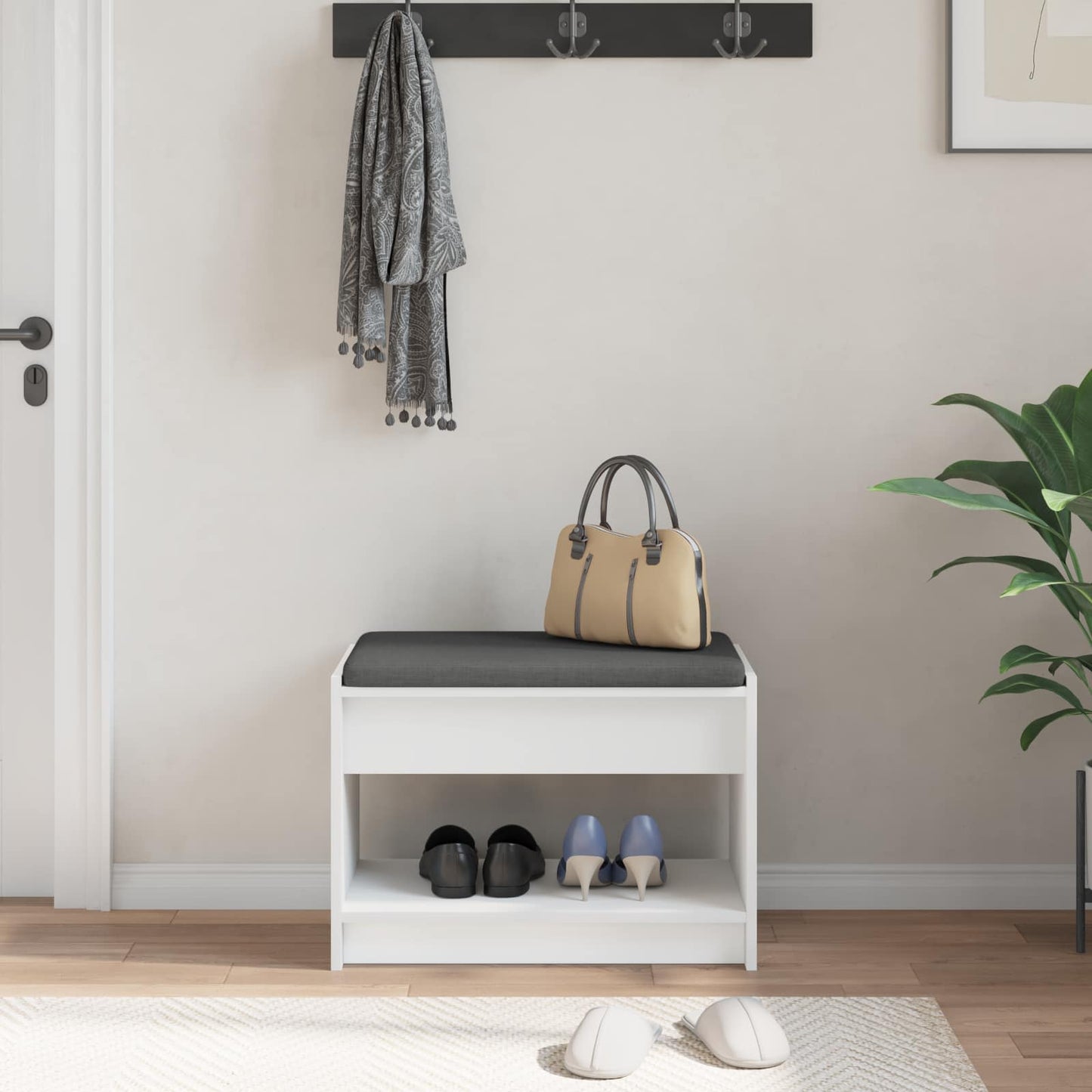 Halbank Wit 63 x 38 x 45 cm Geïndustrialiseerd hout en stof is nu te koop bij PeponiXL, paradijselijk wonen!