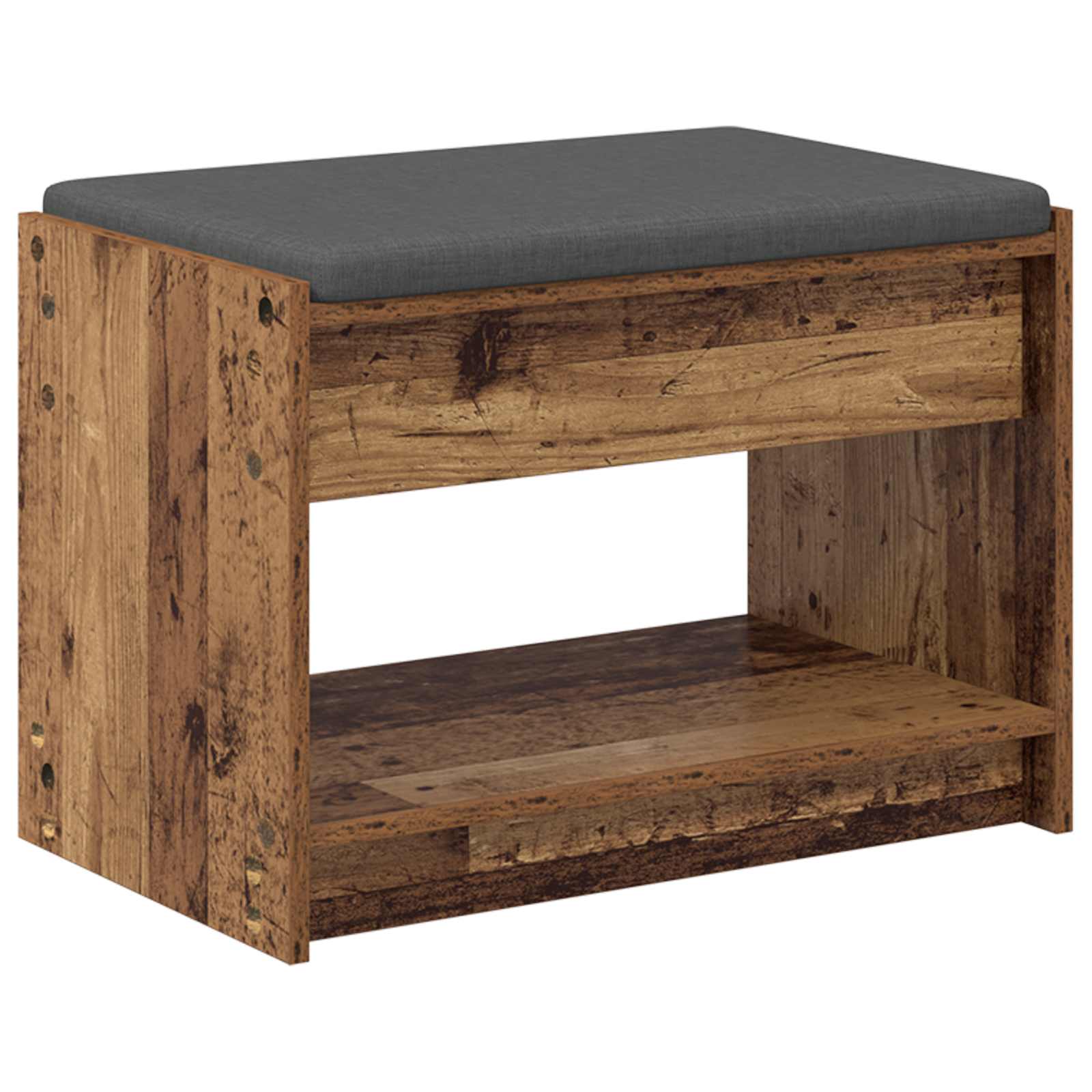 Halbank Oudhout 63 x 38 x 45 cm Geïndustrialiseerd hout en stof is nu te koop bij PeponiXL, paradijselijk wonen!