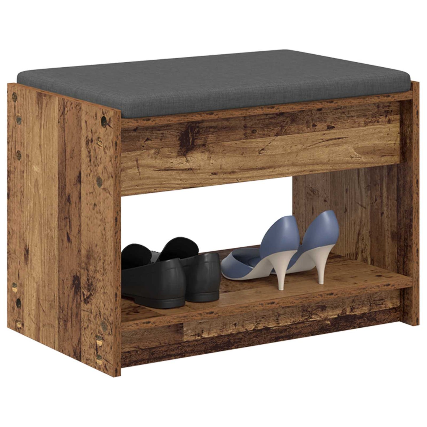 Halbank Oudhout 63 x 38 x 45 cm Geïndustrialiseerd hout en stof is nu te koop bij PeponiXL, paradijselijk wonen!