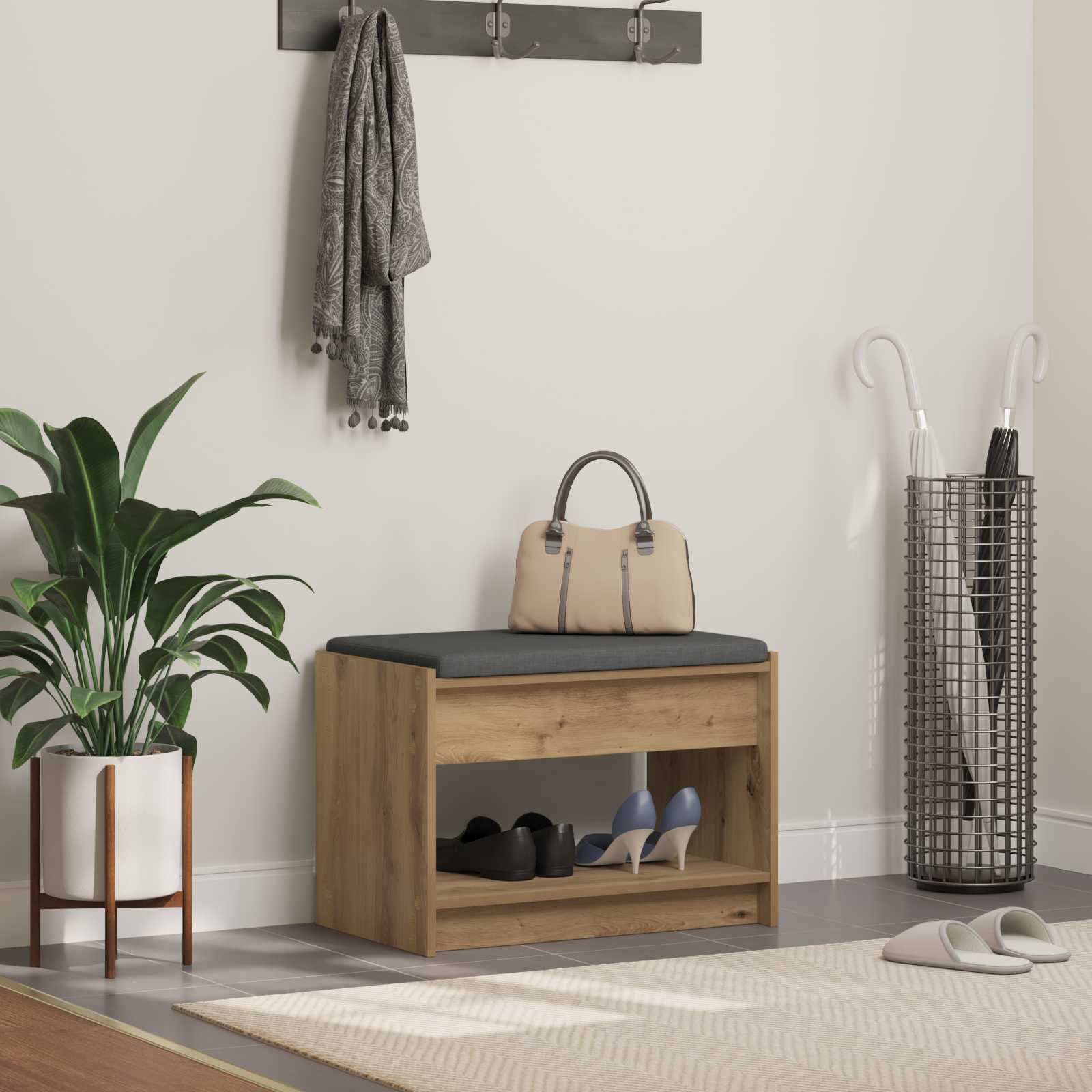 Halbank met kussen met plank Artisan Eik 63 x 38 x 45 cm is nu te koop bij PeponiXL, paradijselijk wonen!