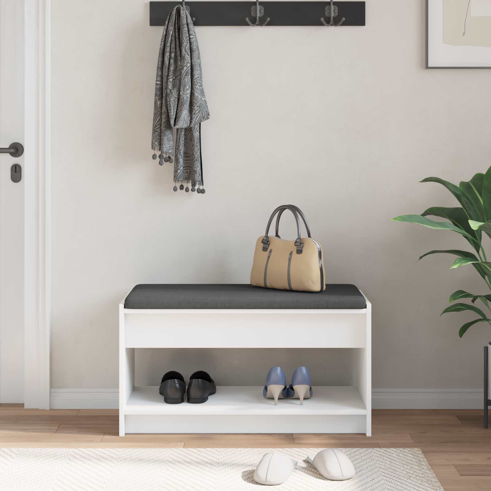 Halbank Wit 83 x 38 x 45 cm Geïndustrialiseerd hout en stof is nu te koop bij PeponiXL, paradijselijk wonen!