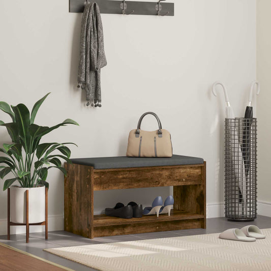 Halbank met kussen met plank Gerookte Eik 83 x 38 x 45 cm is nu te koop bij PeponiXL, paradijselijk wonen!