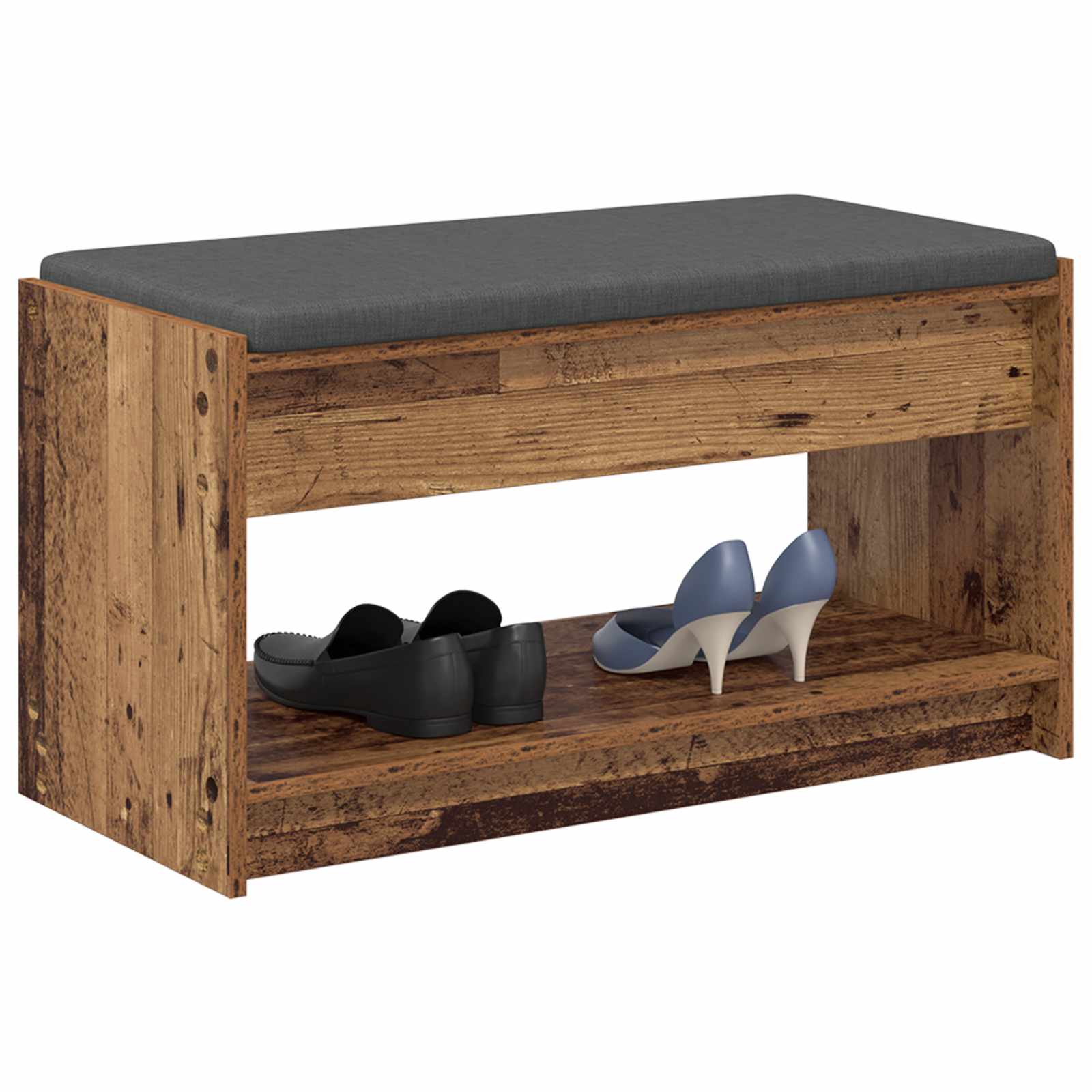 Halbank Oudhout 83 x 38 x 45 cm Geïndustrialiseerd hout en stof is nu te koop bij PeponiXL, paradijselijk wonen!