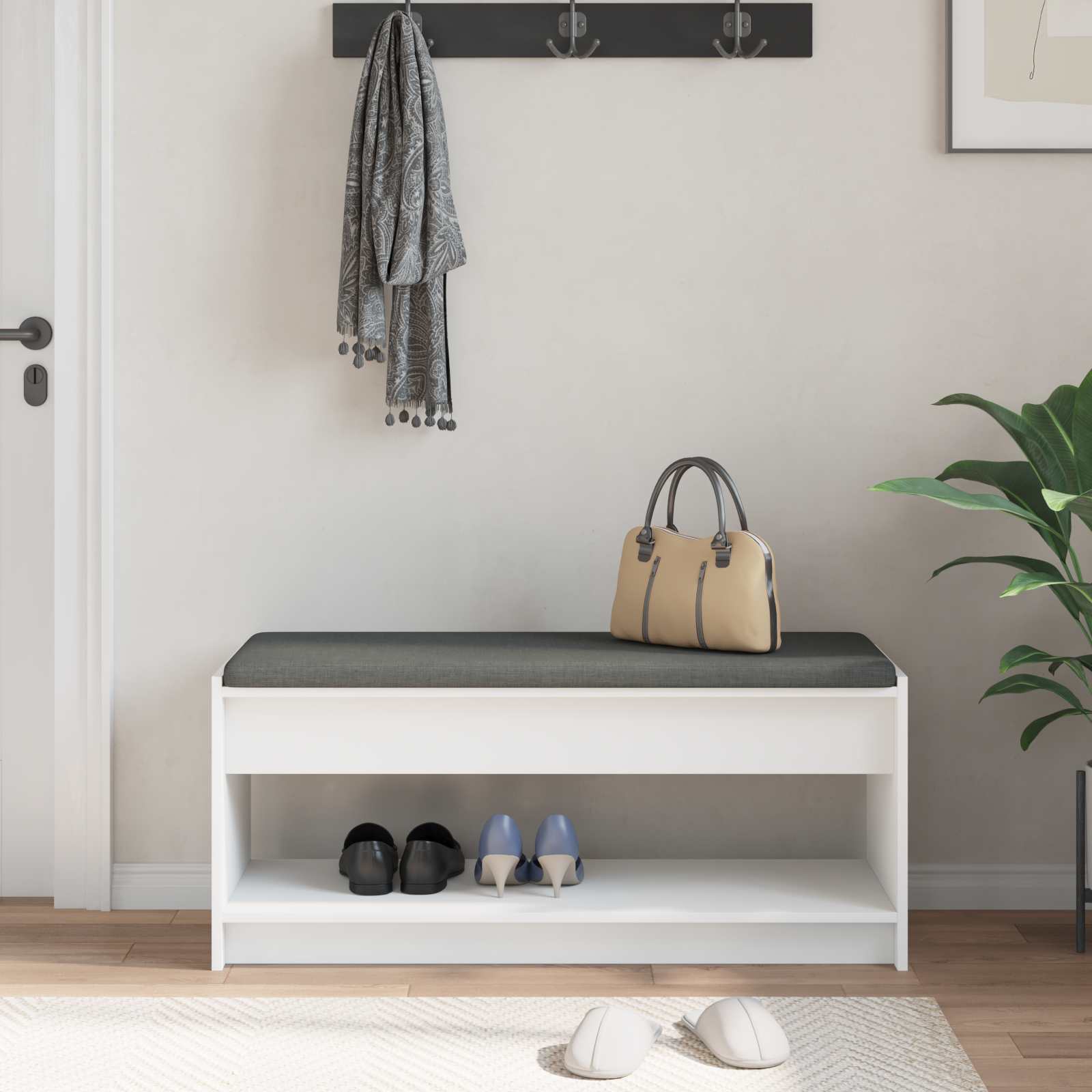 Halbank Wit 103 x 38 x 45 cm Geïndustrialiseerd hout en stof is nu te koop bij PeponiXL, paradijselijk wonen!