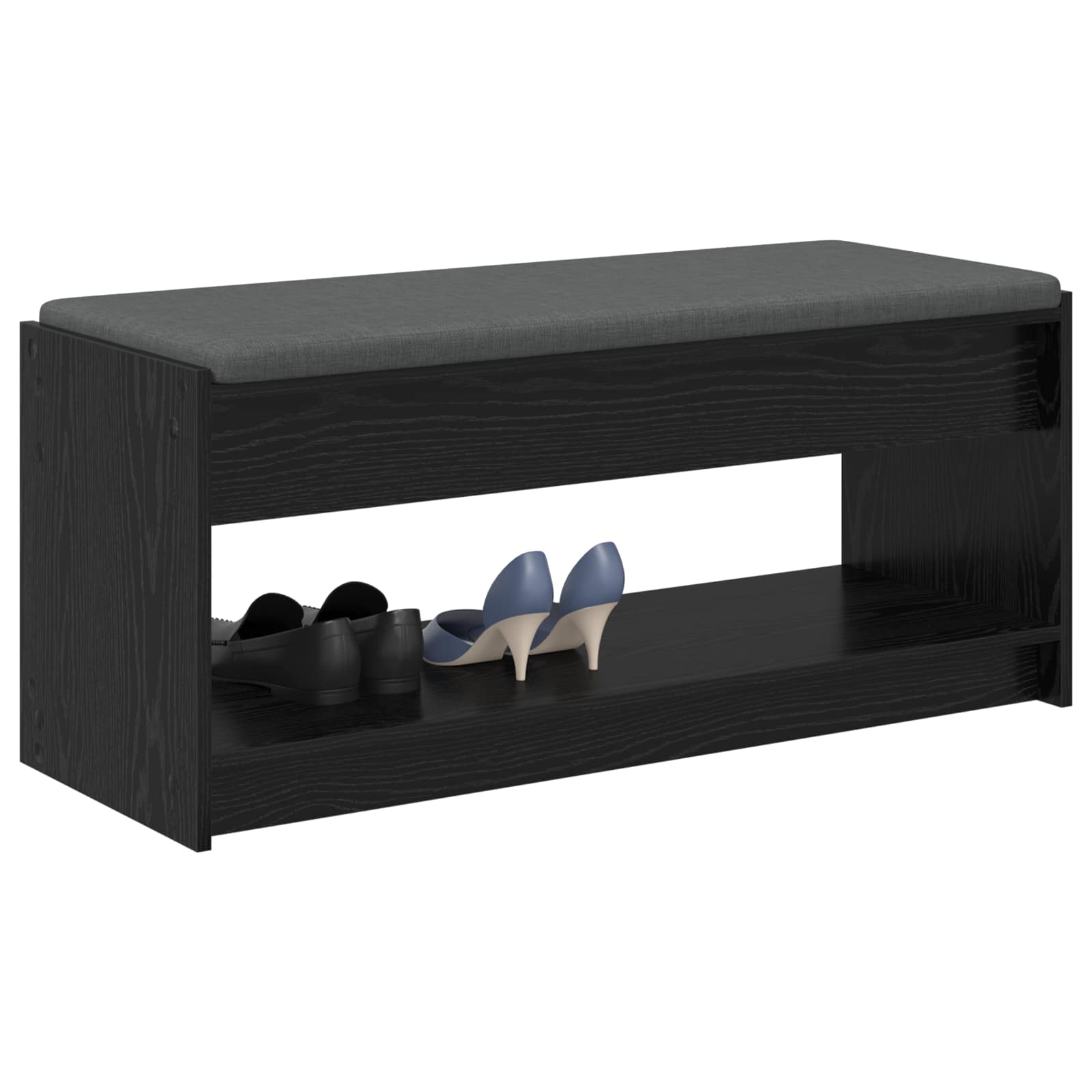 Halbank met kussen met plank Zwarte Eik 103 x 38 x 45 cm is nu te koop bij PeponiXL, paradijselijk wonen!
