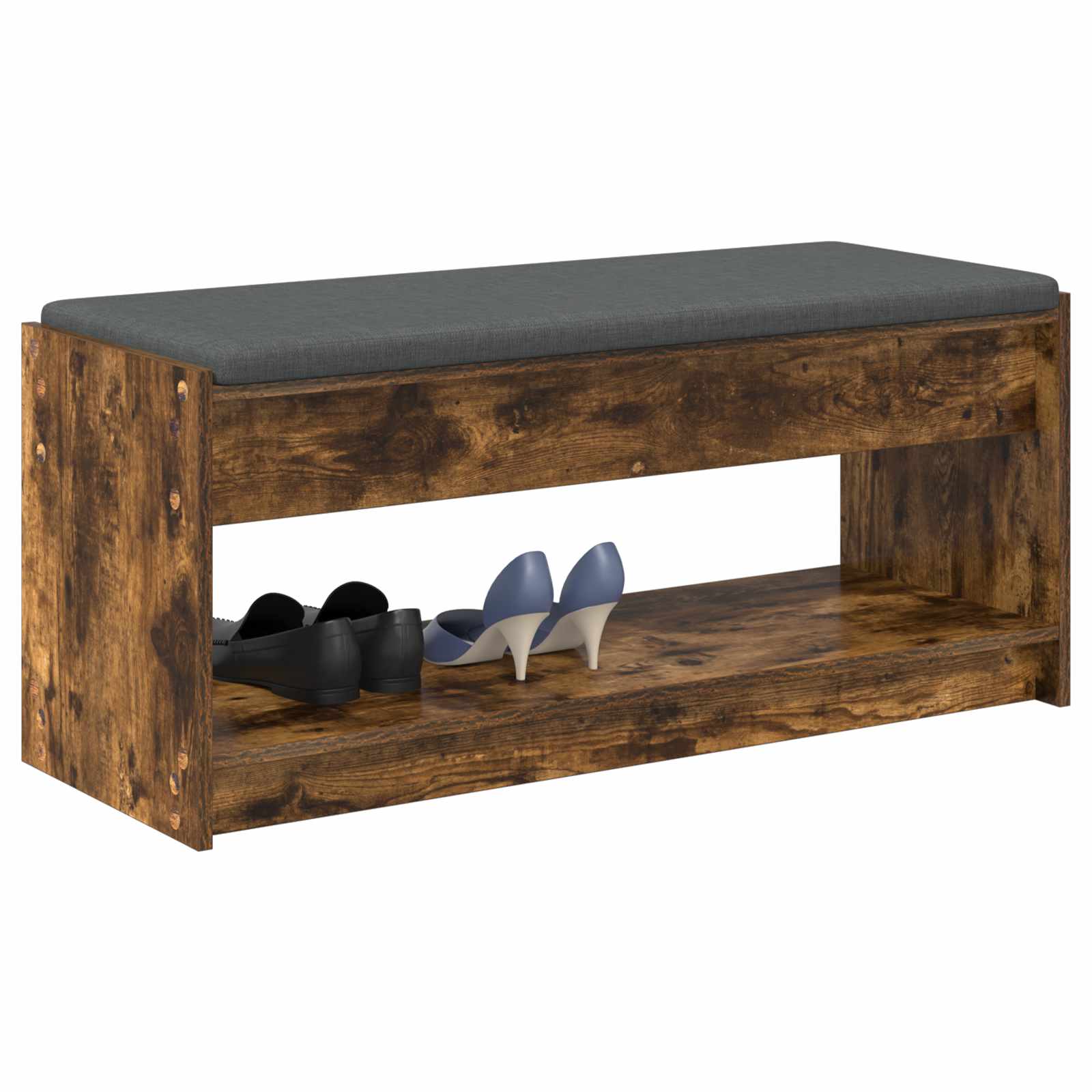 Halbank met kussen met plank Gerookte Eik 103 x 38 x 45 cm is nu te koop bij PeponiXL, paradijselijk wonen!