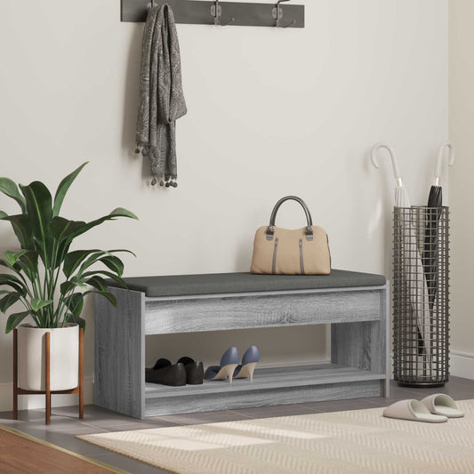 Halbank met kussen met plank Grijze Sonoma 103 x 38 x 45 cm is nu te koop bij PeponiXL, paradijselijk wonen!