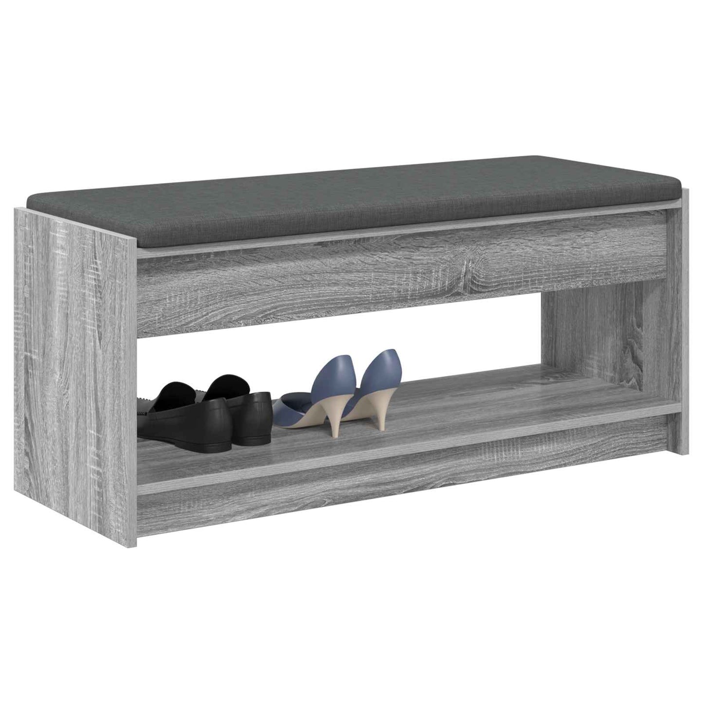 Halbank met kussen met plank Grijze Sonoma 103 x 38 x 45 cm is nu te koop bij PeponiXL, paradijselijk wonen!
