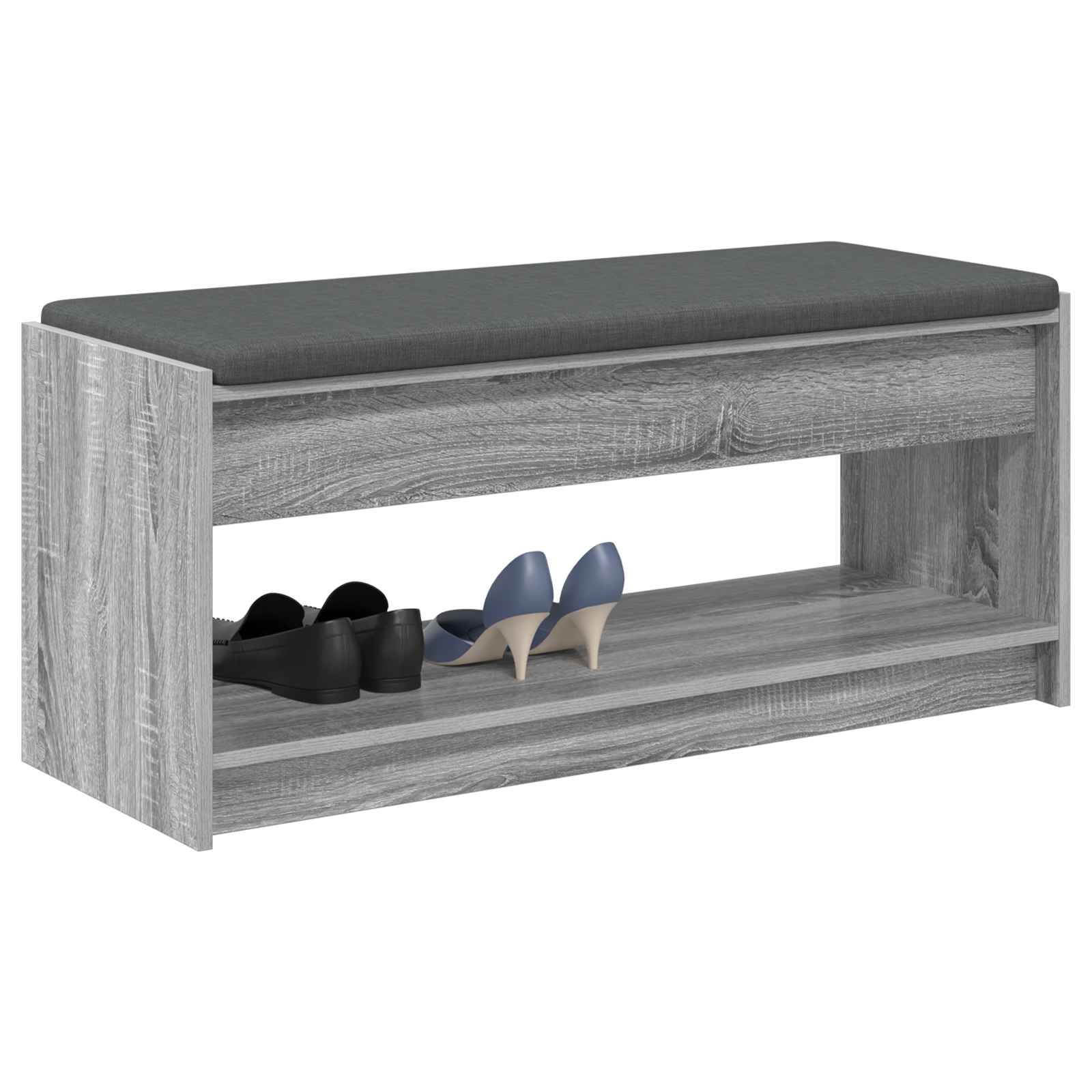 Halbank met kussen met plank Grijze Sonoma 103 x 38 x 45 cm is nu te koop bij PeponiXL, paradijselijk wonen!