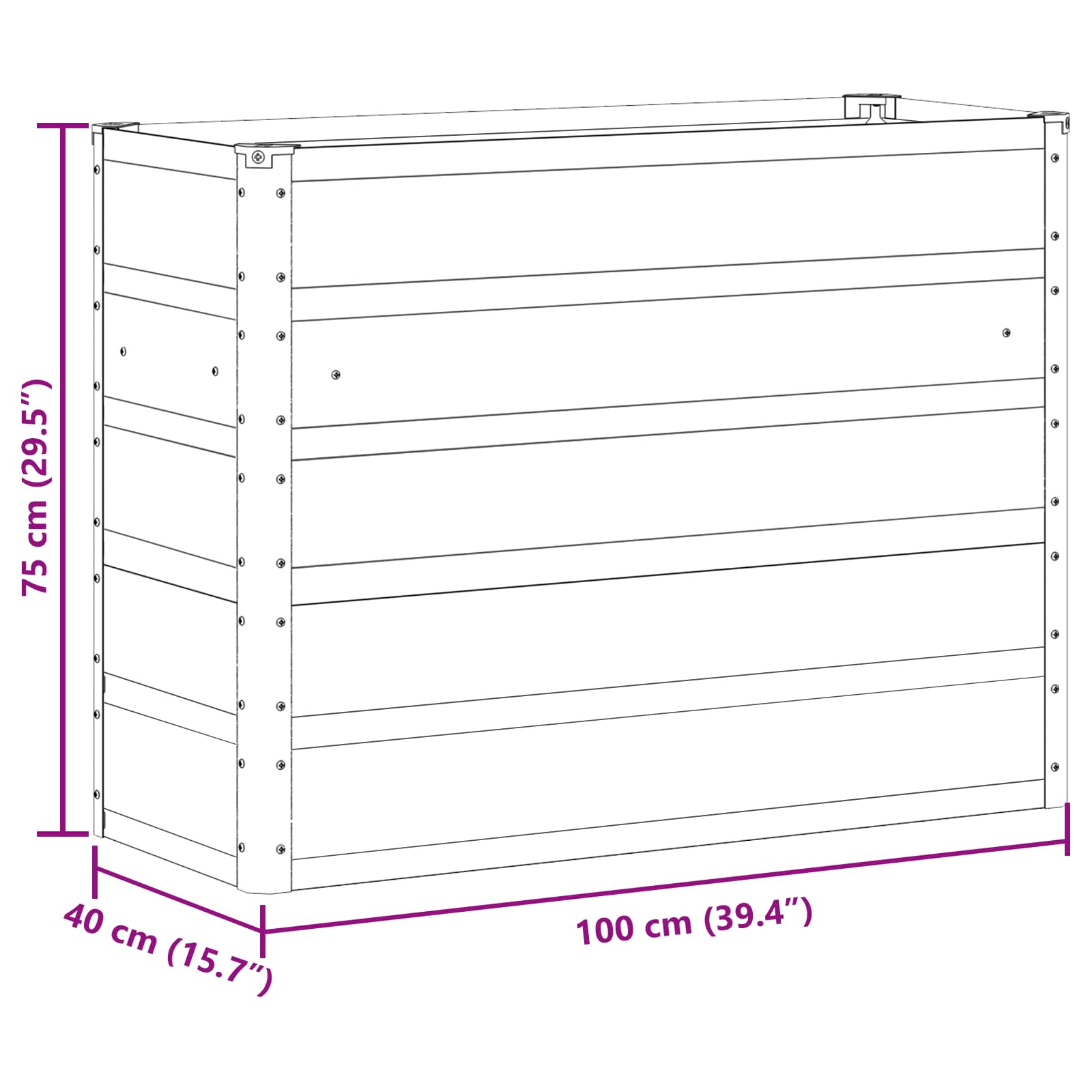 Plantenbak Ivoor 100 x 40 x 75 cm Staal is nu te koop bij PeponiXL, paradijselijk wonen!