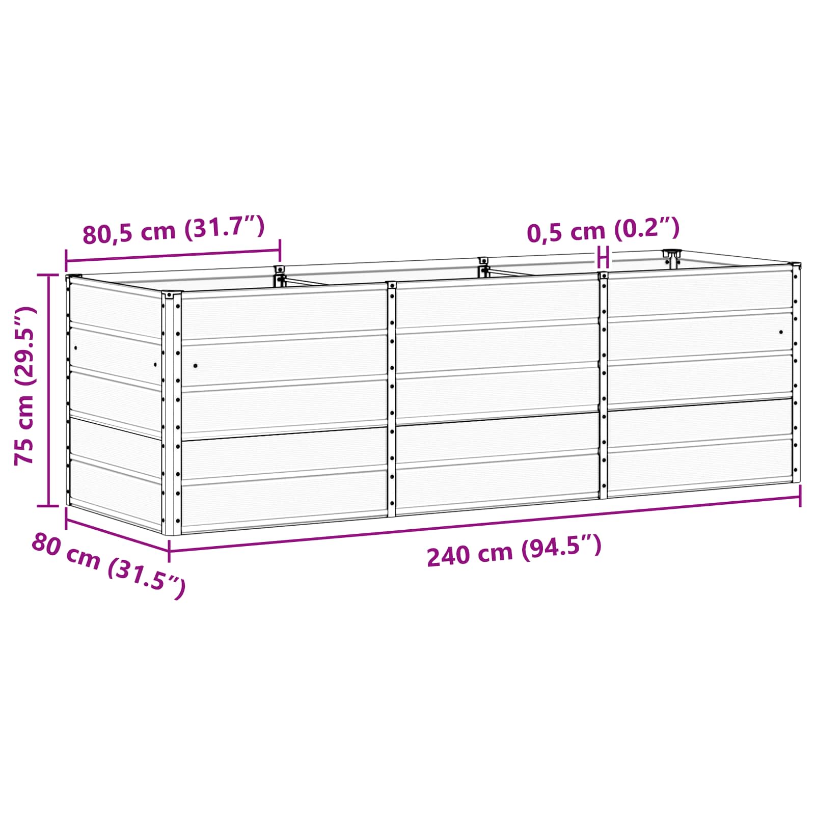 Plantenbak Ivoor 240 x 80 x 75 cm Staal is nu te koop bij PeponiXL, paradijselijk wonen!