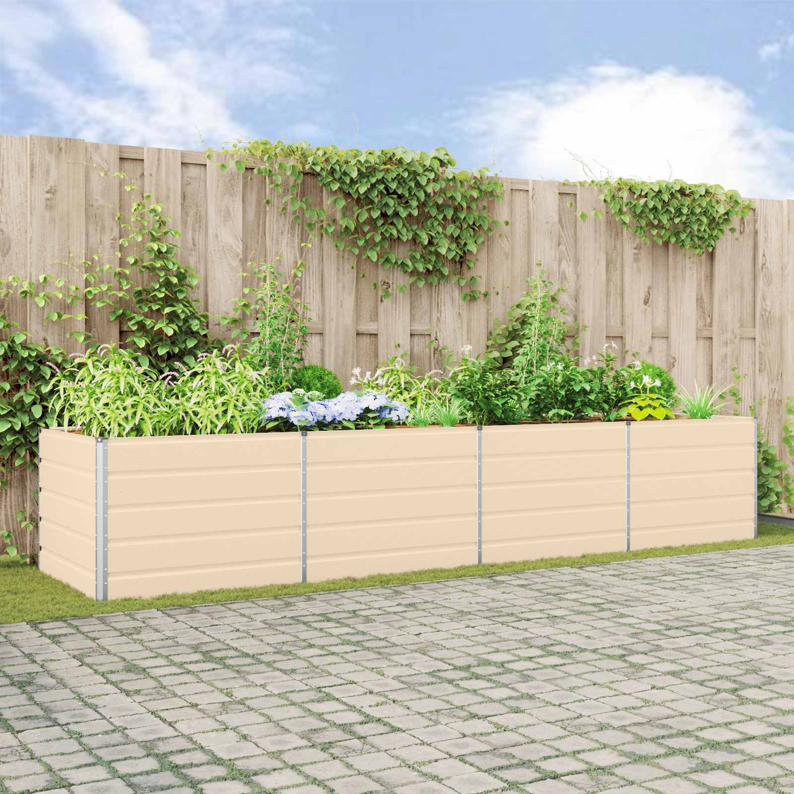 Plantenbak Ivoor 385 x 100 x 75 cm Gegalvaniseerd staal is nu te koop bij PeponiXL, paradijselijk wonen!