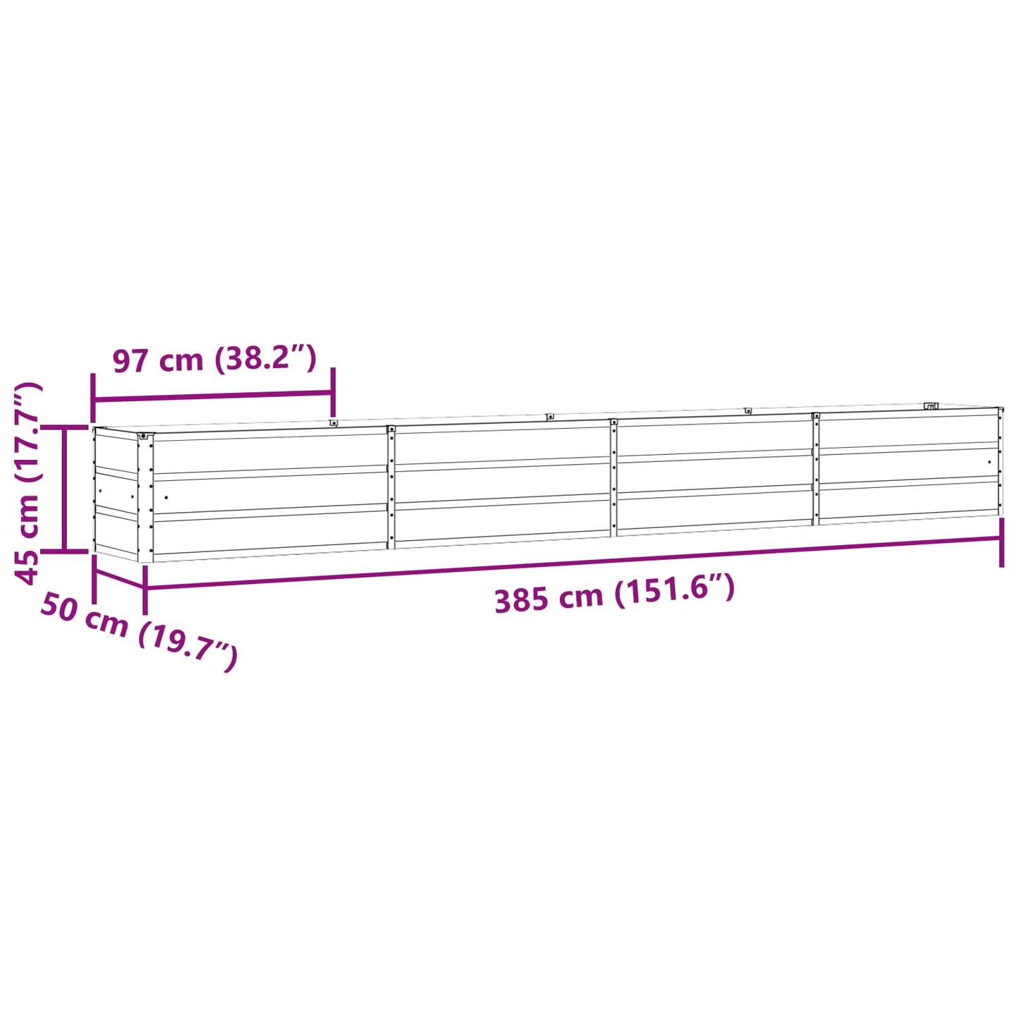 Plantenbak Lichtgrijs 480 x 50 x 45 cm Gegalvaniseerd staal is nu te koop bij PeponiXL, paradijselijk wonen!