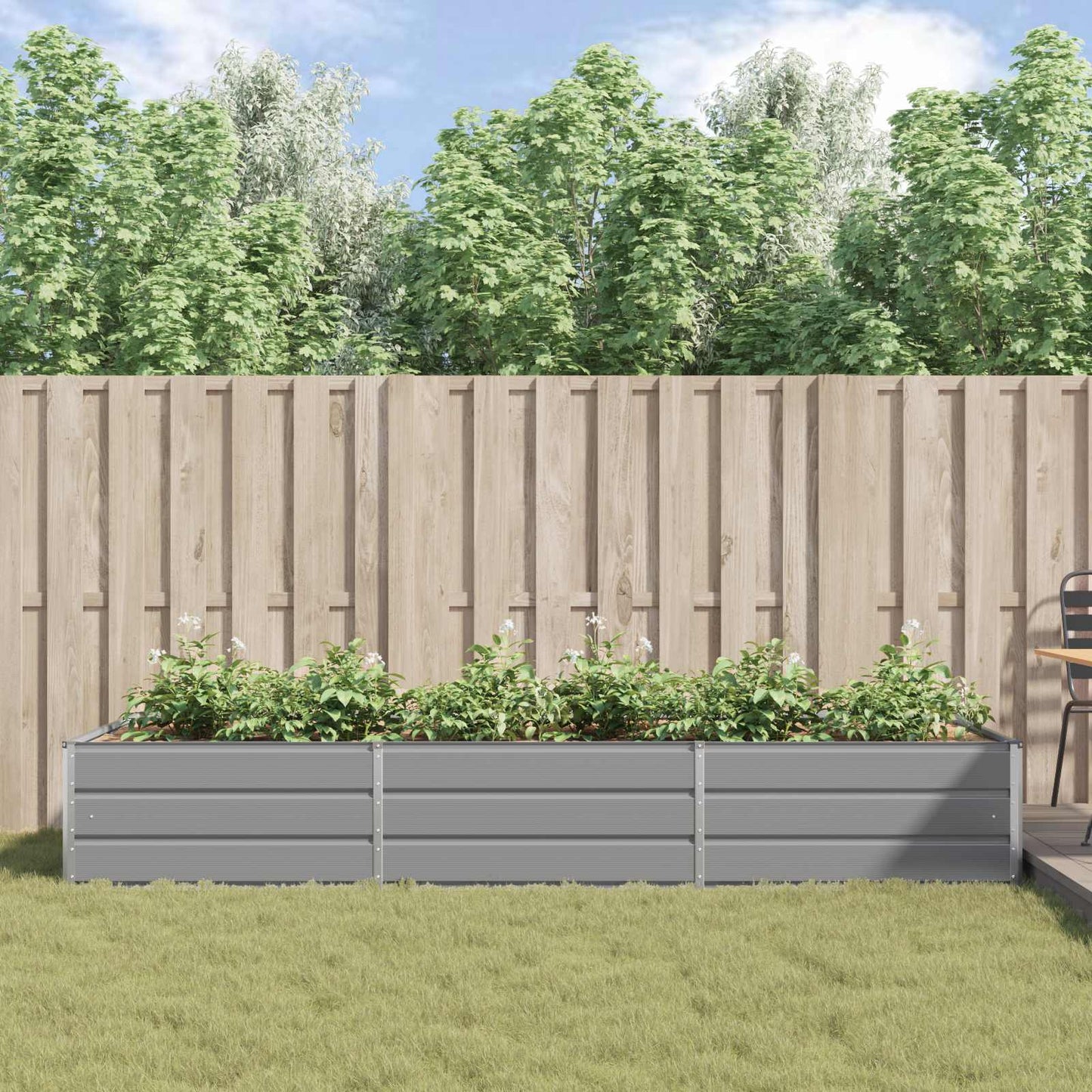 Plantenbak Lichtgrijs 195 x 100 x 45 cm Gegalvaniseerd staal is nu te koop bij PeponiXL, paradijselijk wonen!