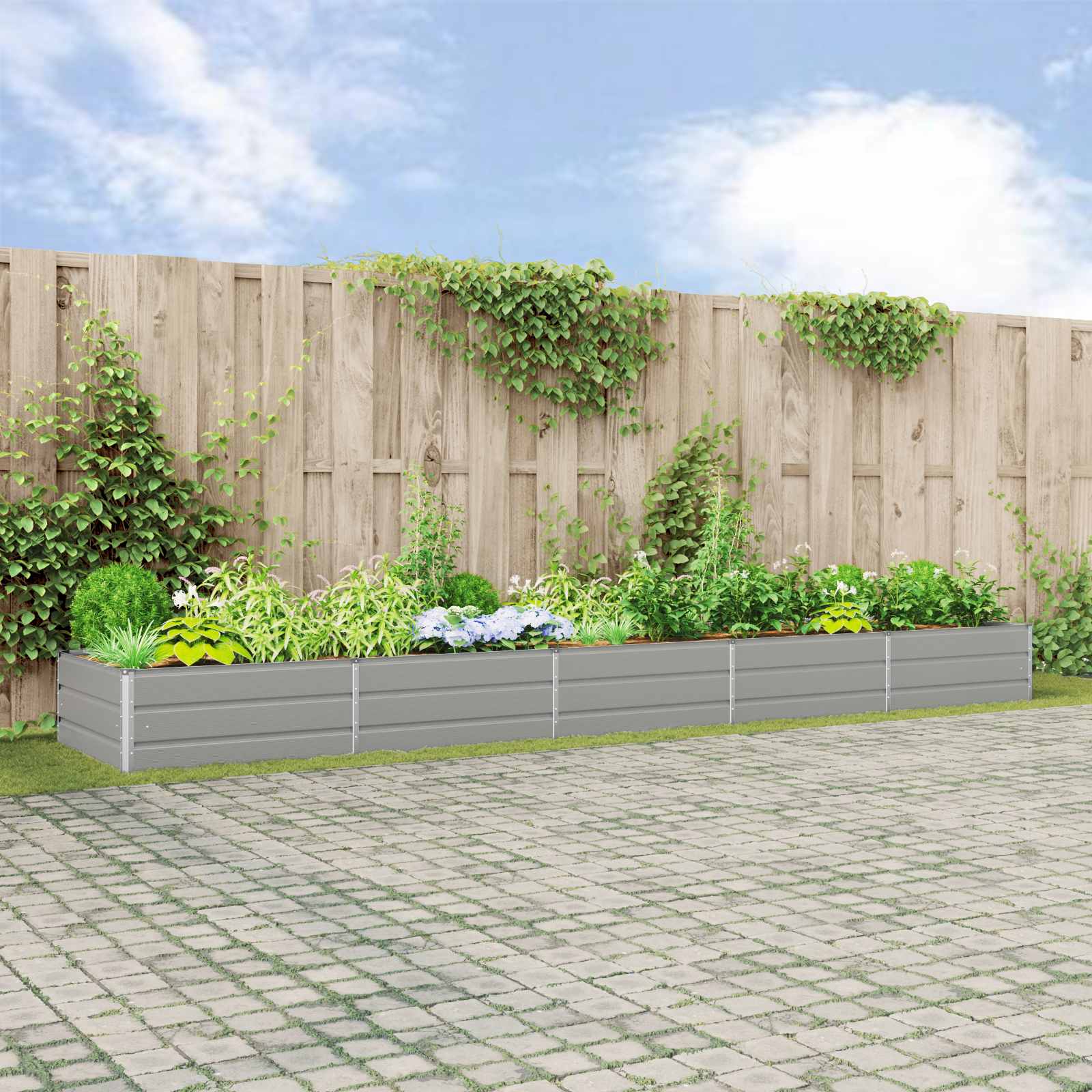 Plantenbak Lichtgrijs 480 x 100 x 45 cm Gegalvaniseerd staal is nu te koop bij PeponiXL, paradijselijk wonen!