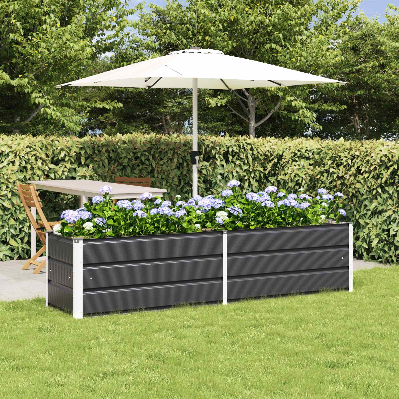 Plantenbak Antraciet 195 x 50 x 45 cm Gegalvaniseerd staal is nu te koop bij PeponiXL, paradijselijk wonen!