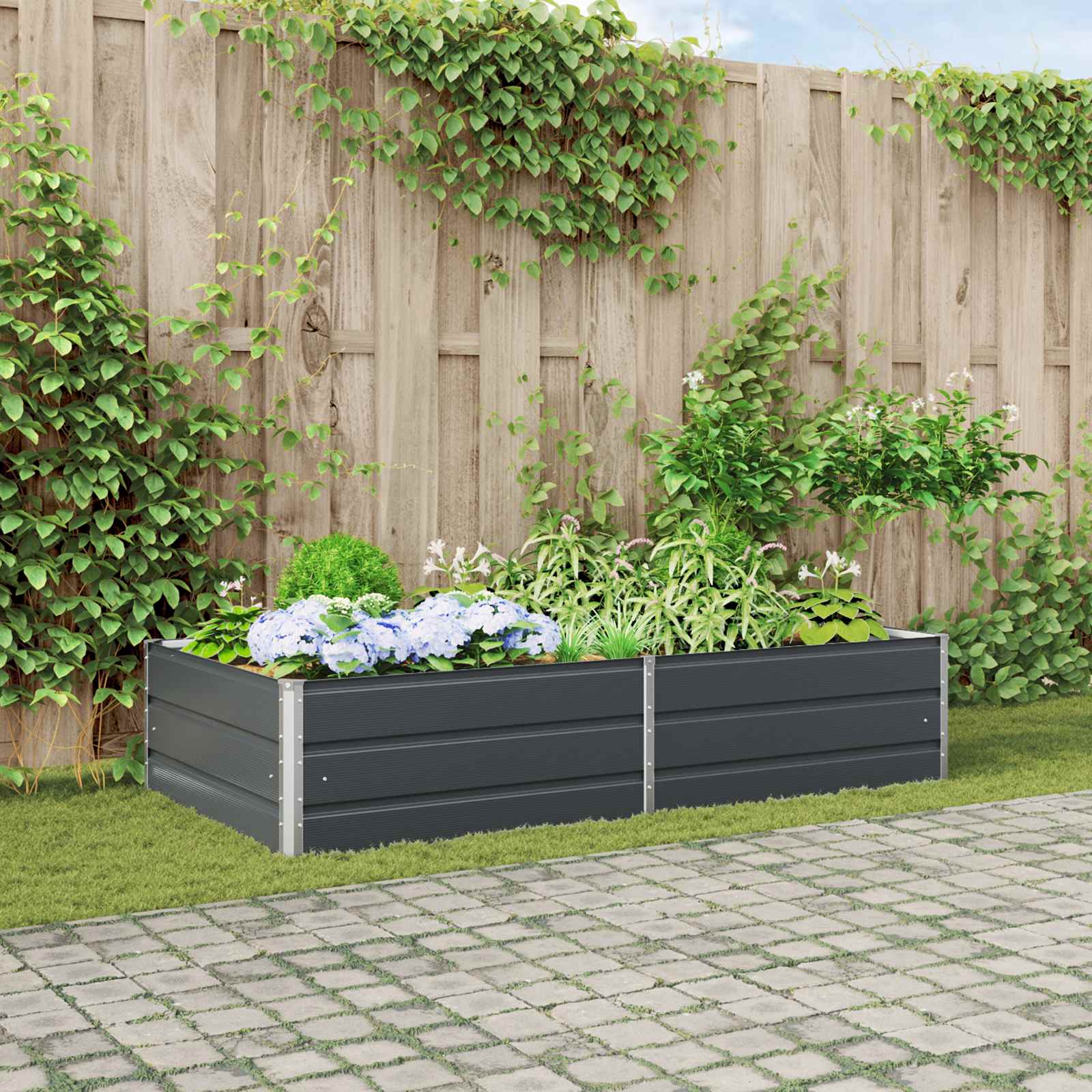 Plantenbak Antraciet 195 x 100 x 45 cm Gegalvaniseerd staal is nu te koop bij PeponiXL, paradijselijk wonen!